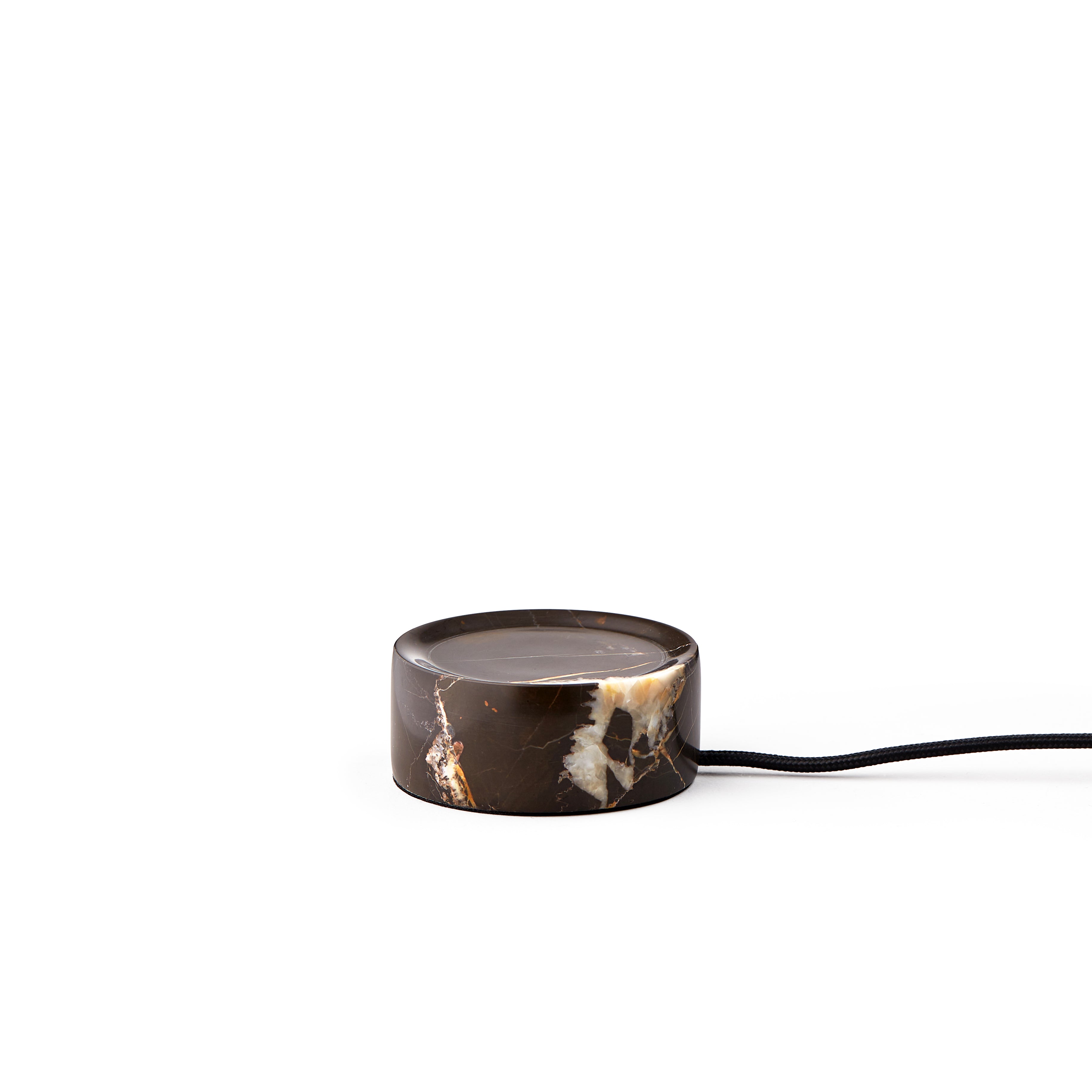 Tragbare Lampe TRIP schwarz-brauner Marmor mit milchweißem Glas