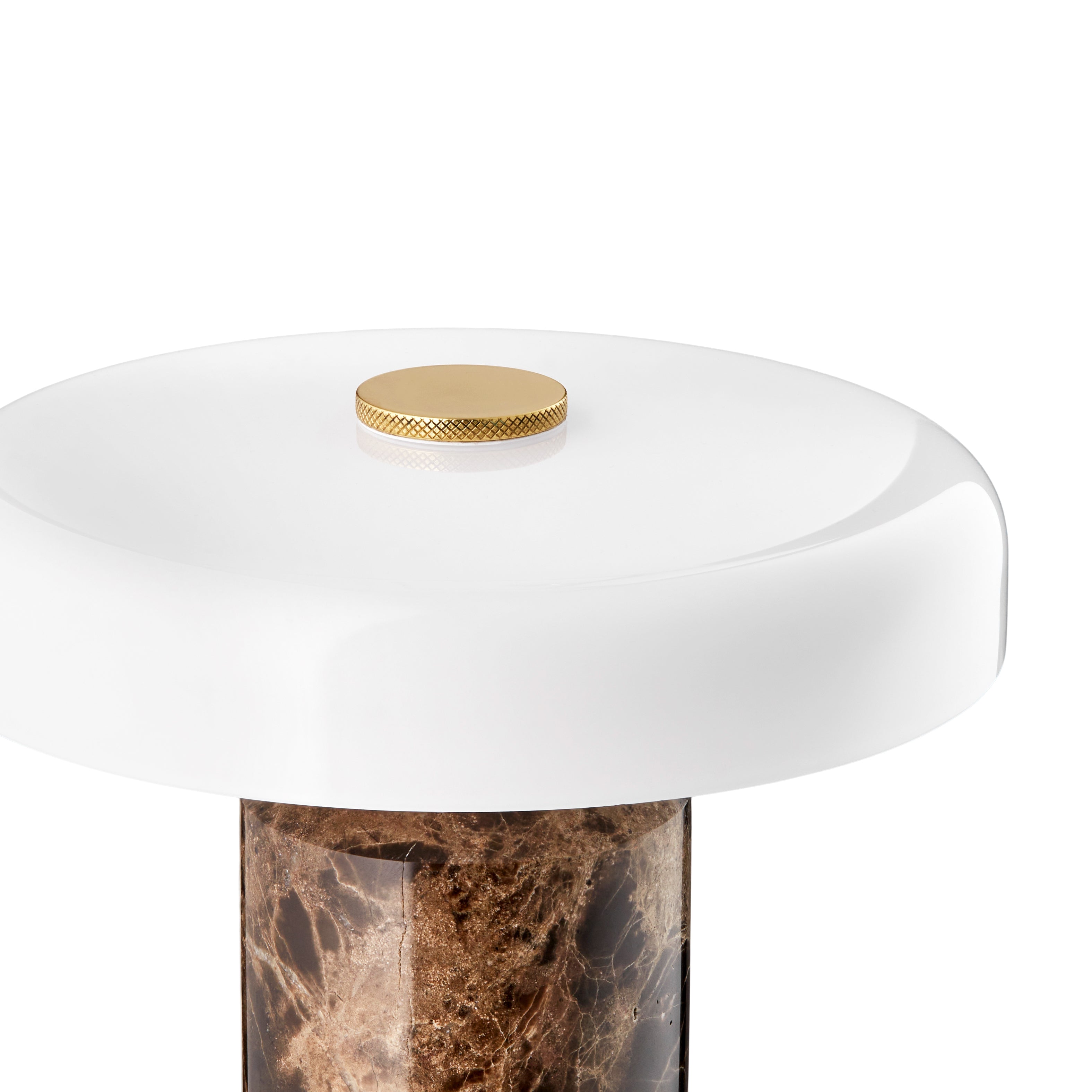 Tragbare Lampe TRIP brauner Marmor mit milchweißem Glas