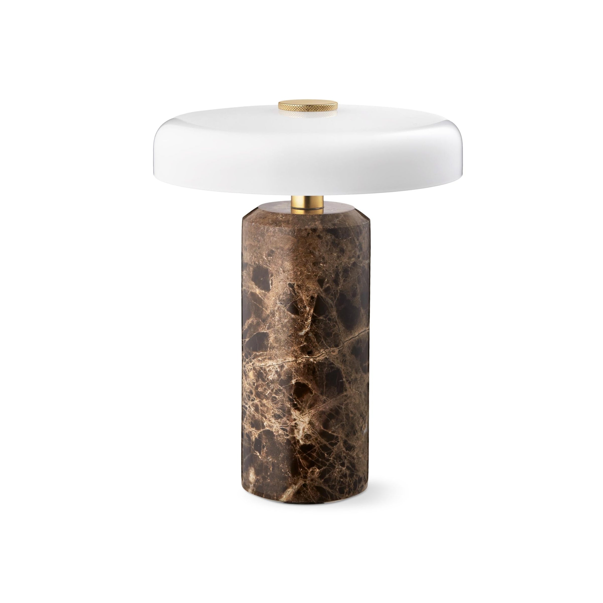 Tragbare Lampe TRIP brauner Marmor mit milchweißem Glas