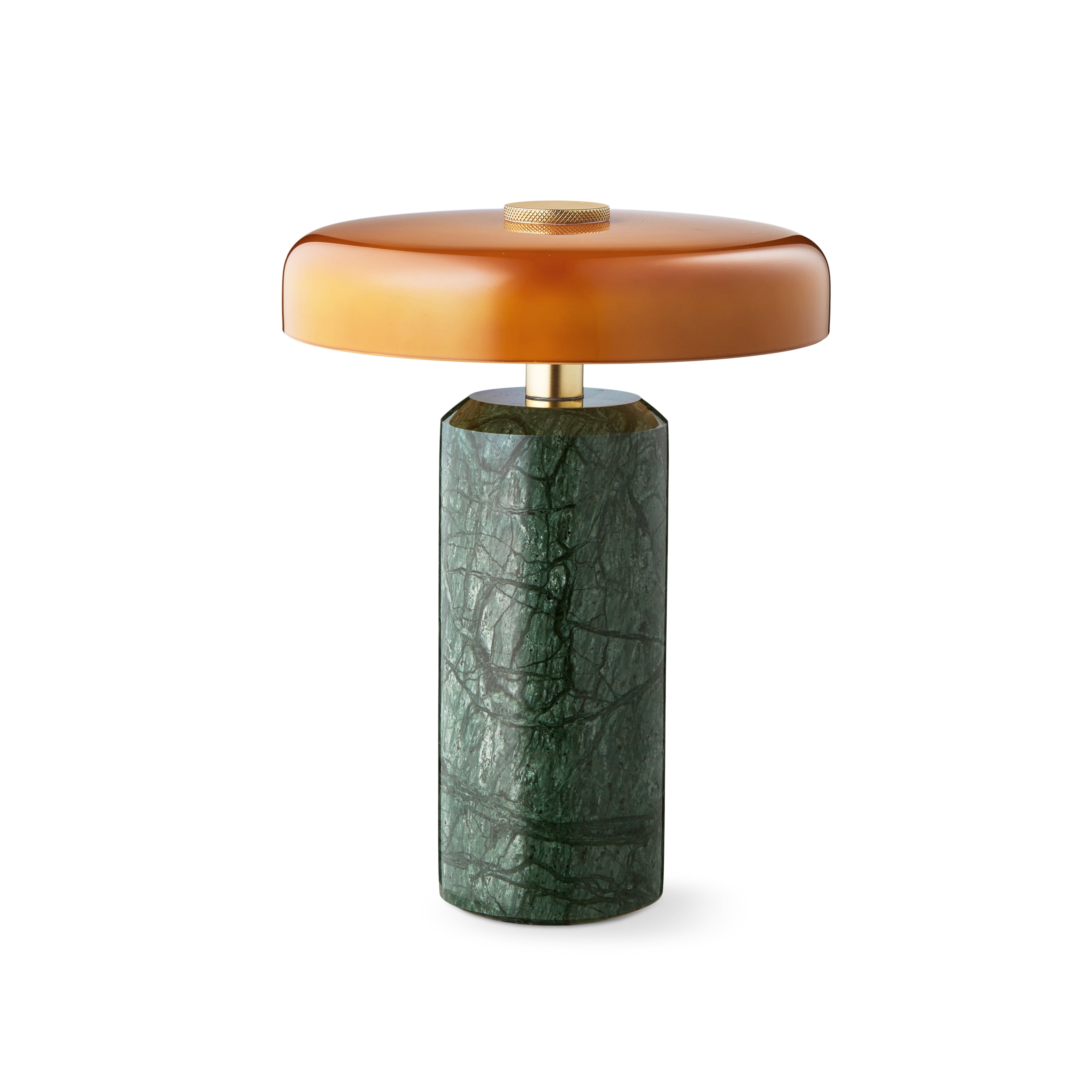 Tragbare Lampe TRIP grüner Marmor mit bernsteinfarbenem Glas