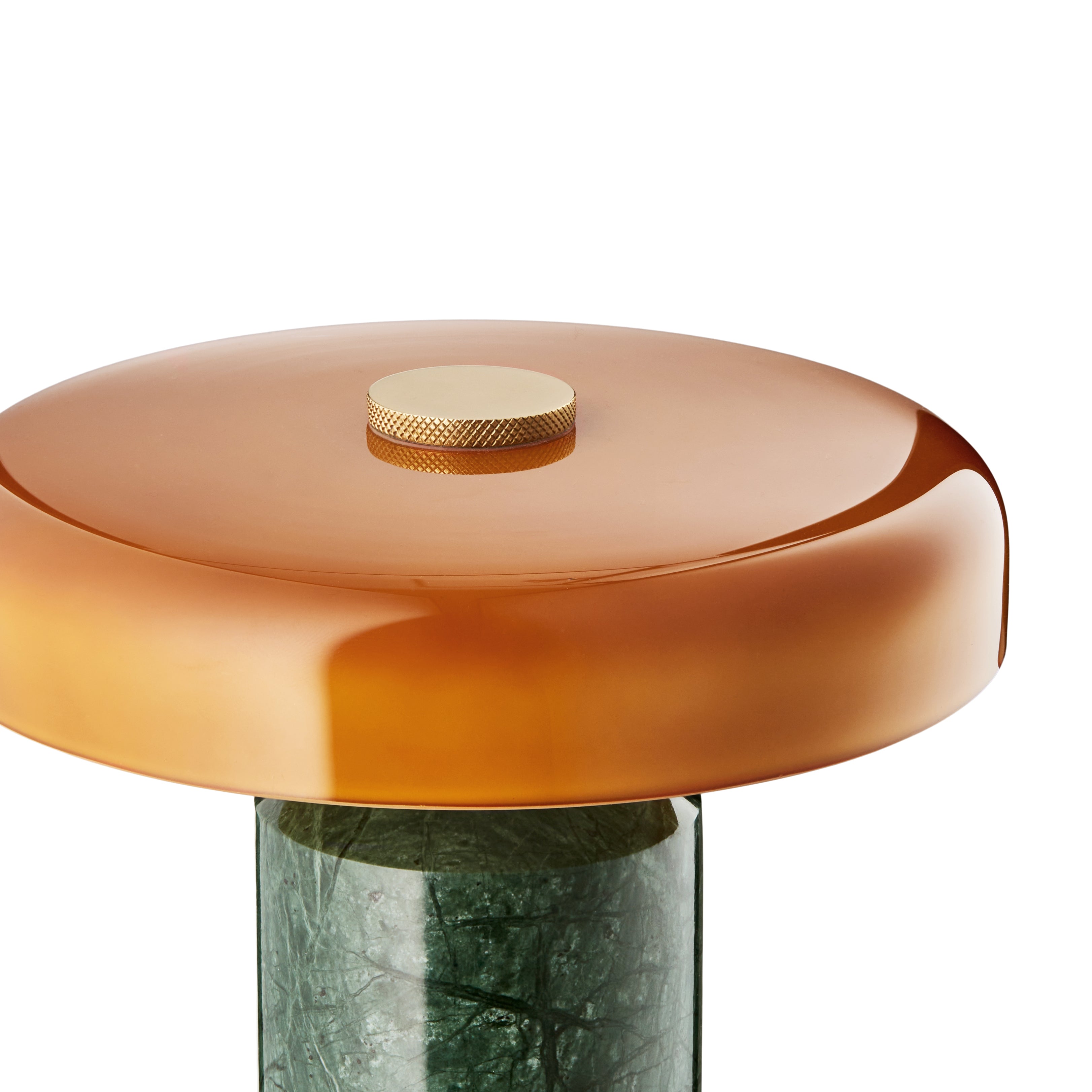 Tragbare Lampe TRIP grüner Marmor mit bernsteinfarbenem Glas