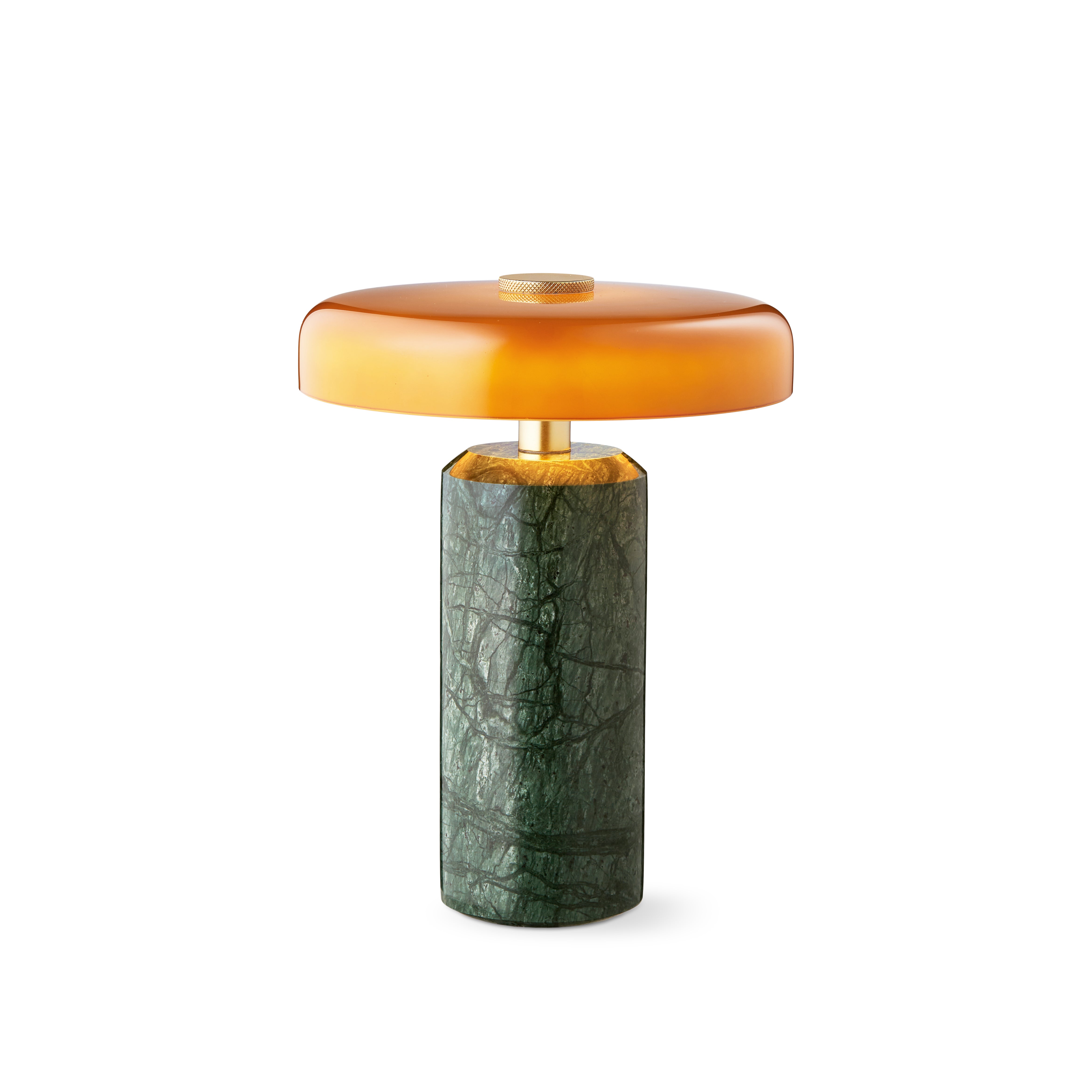 Tragbare Lampe TRIP grüner Marmor mit bernsteinfarbenem Glas