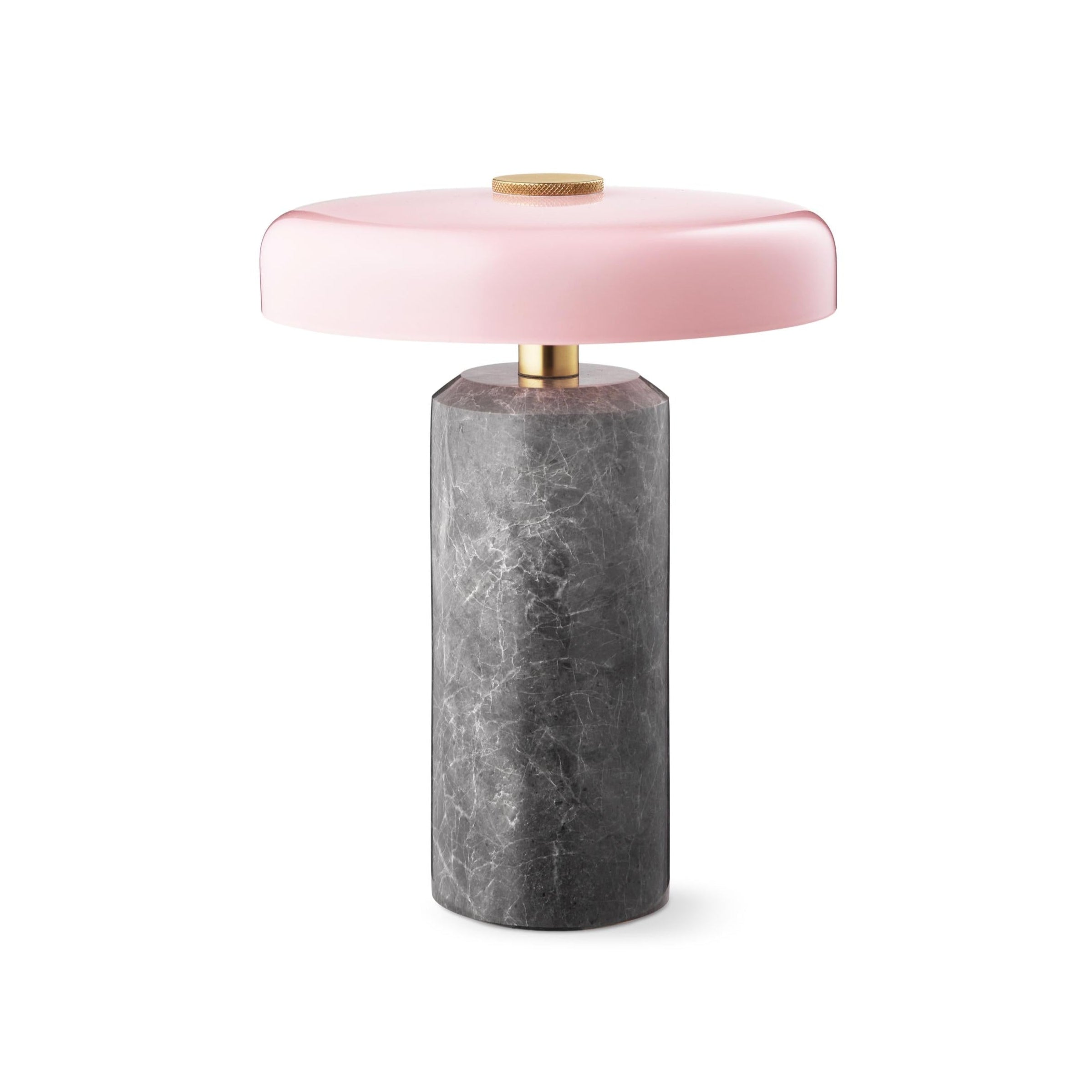 Tragbare Lampe TRIP silberner Marmor mit rosa Glas