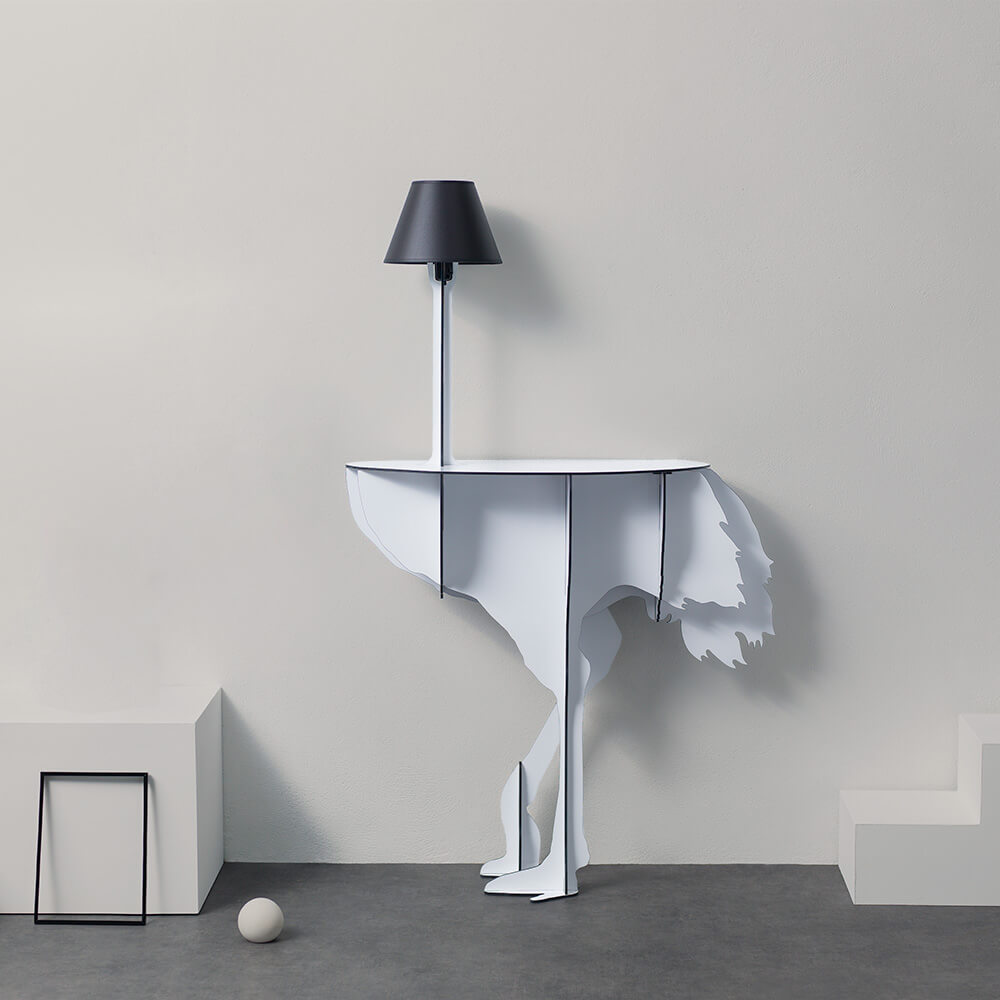Console with lamp DIVA LUCIA white