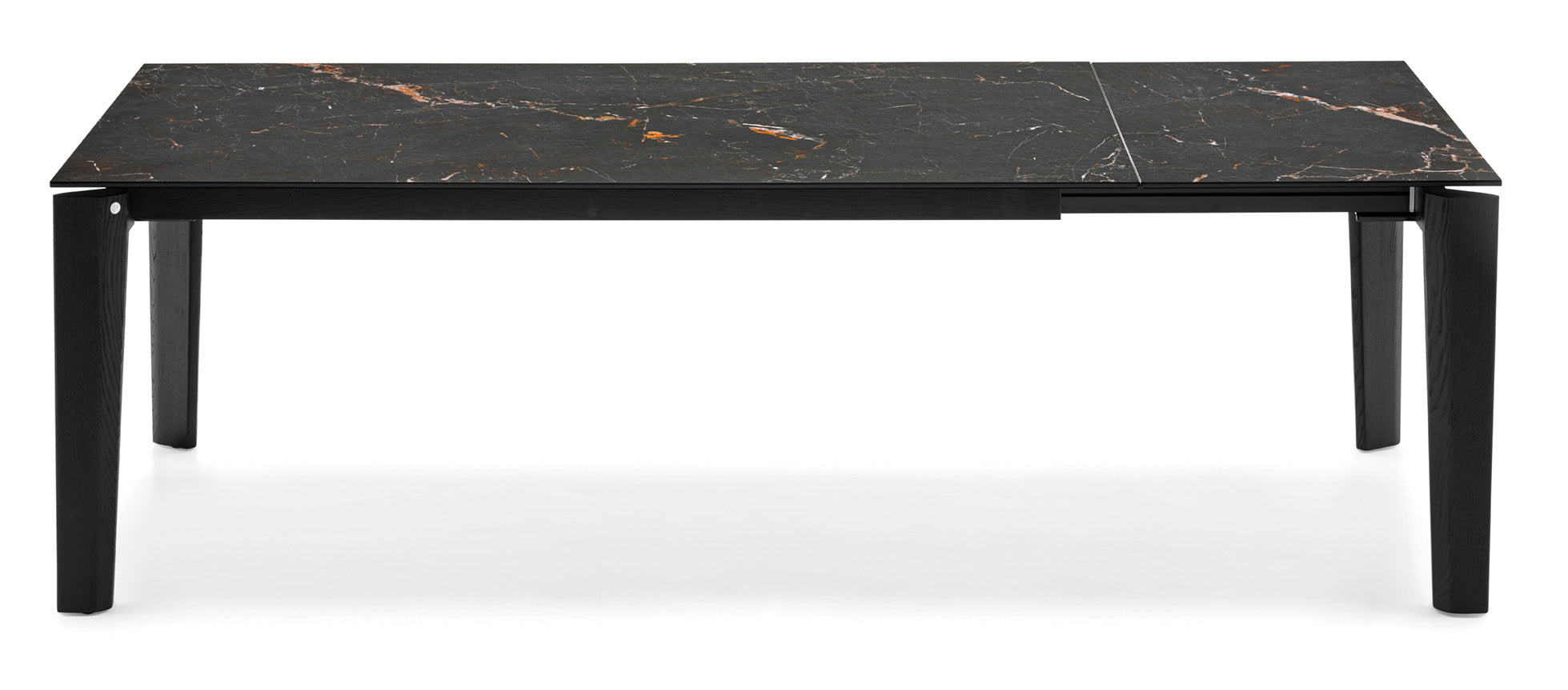 Extendable Table DOGMA with Black Top and Black Wooden Base