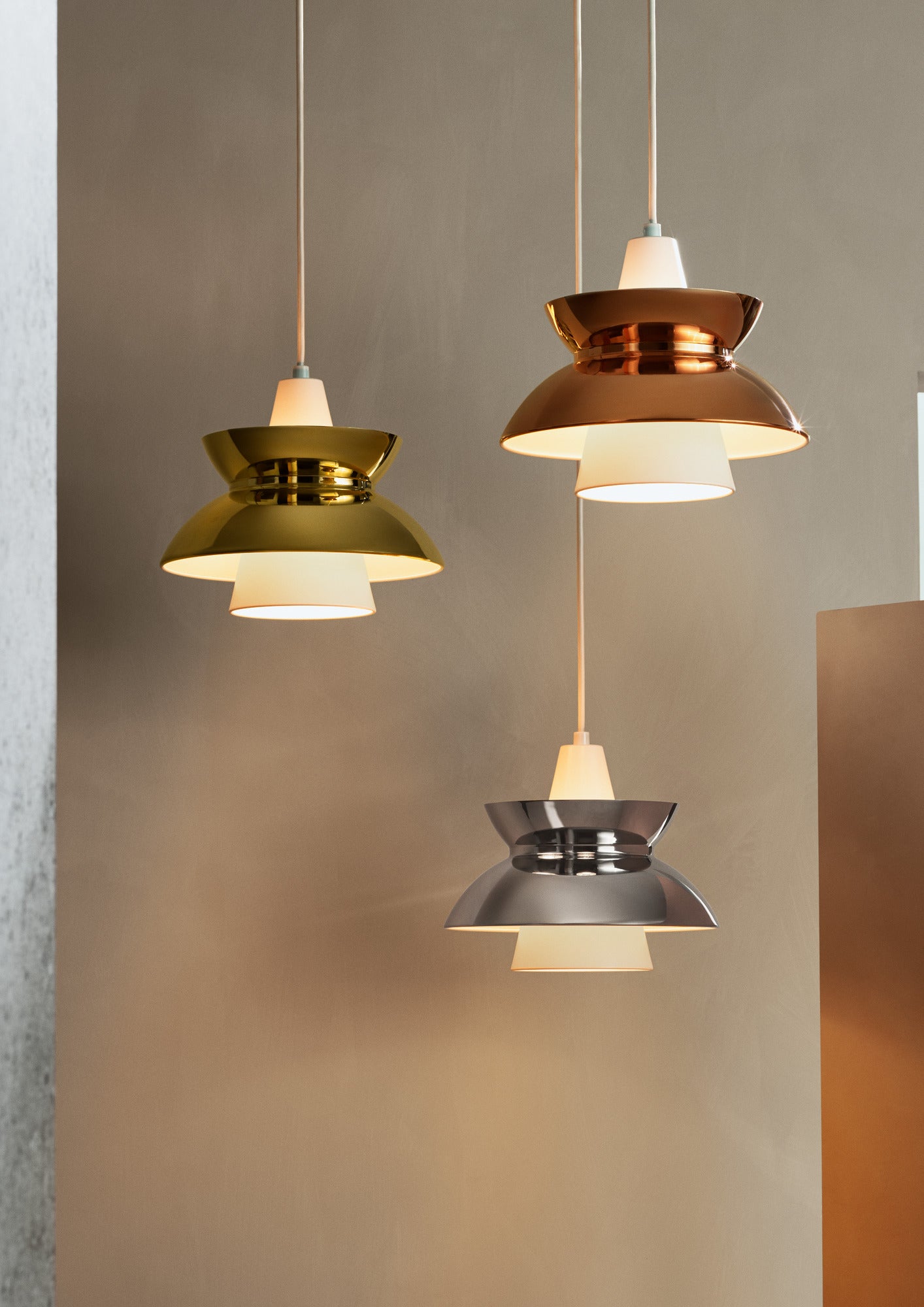DOO-WOP pendant lamp white with copper finish