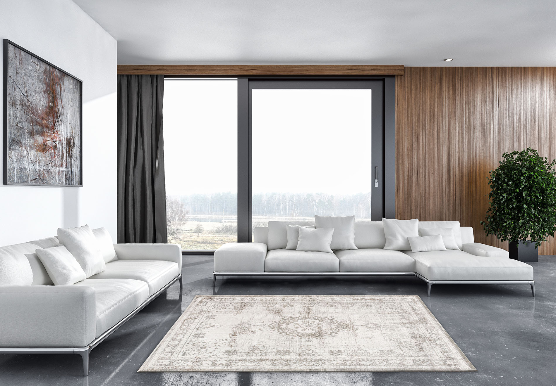 Medallon Salt & Pepper beige rug