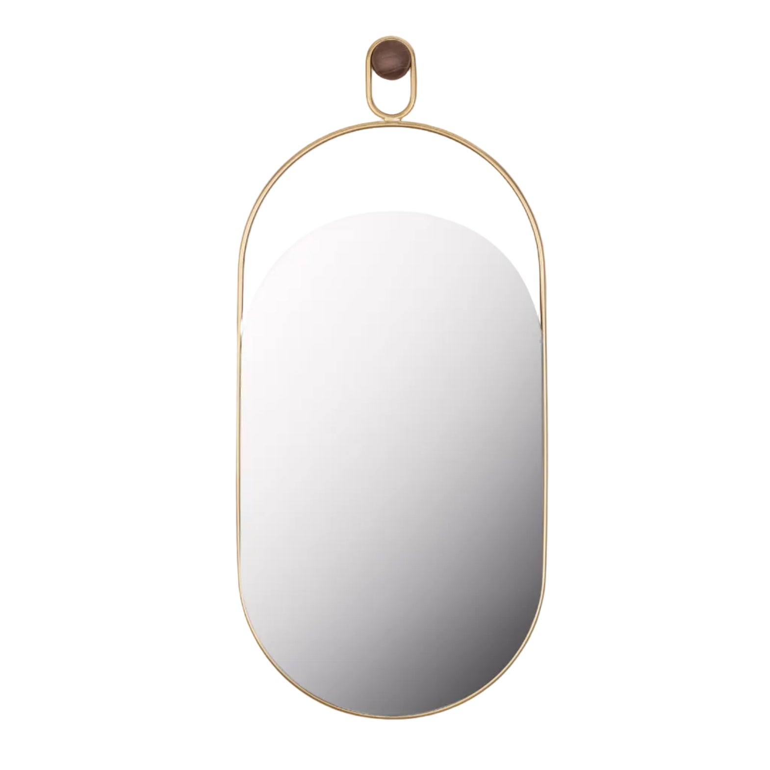 ESLABON walnut wood mirror with brass