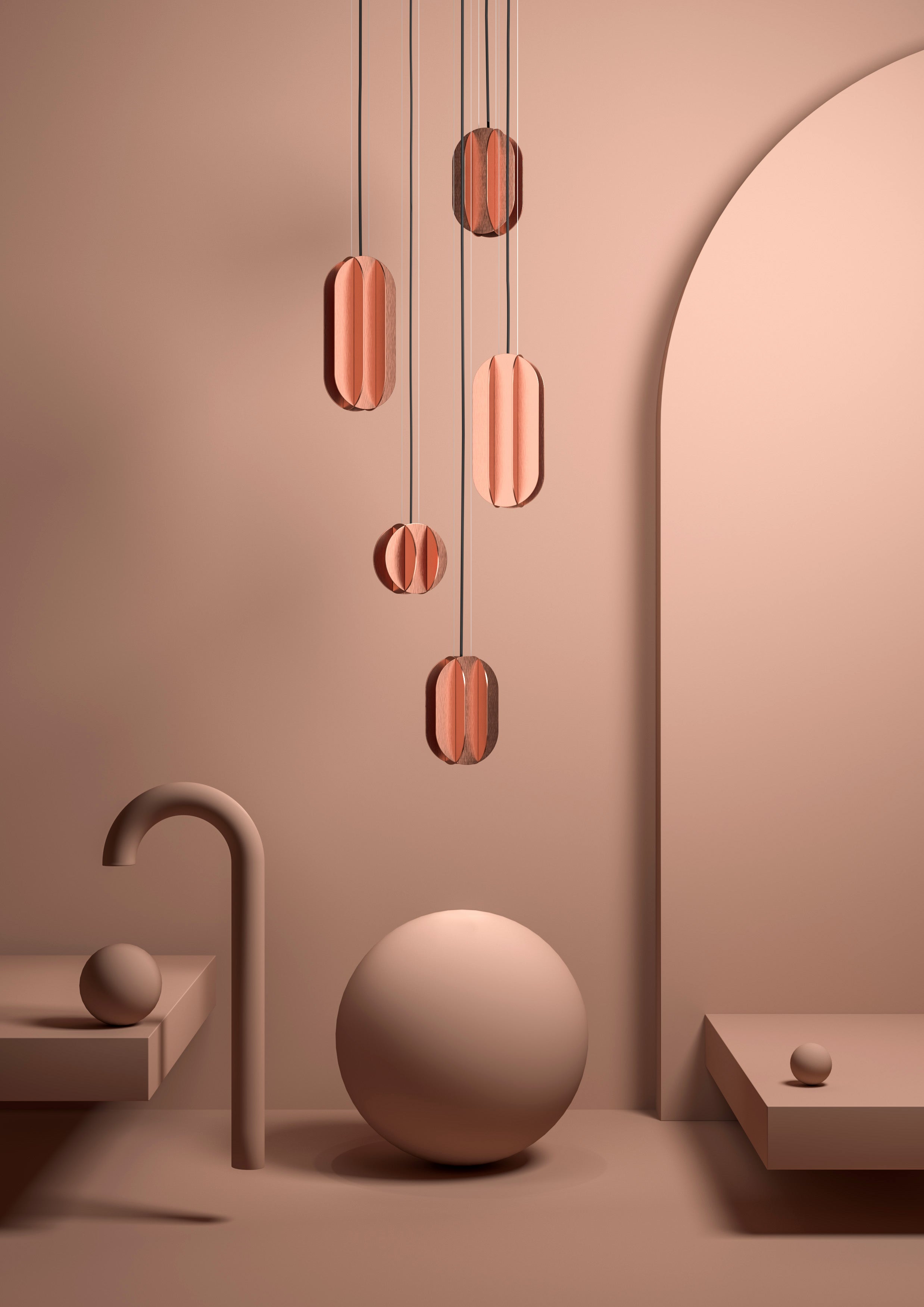 Round Pendant Lamp EL Copper