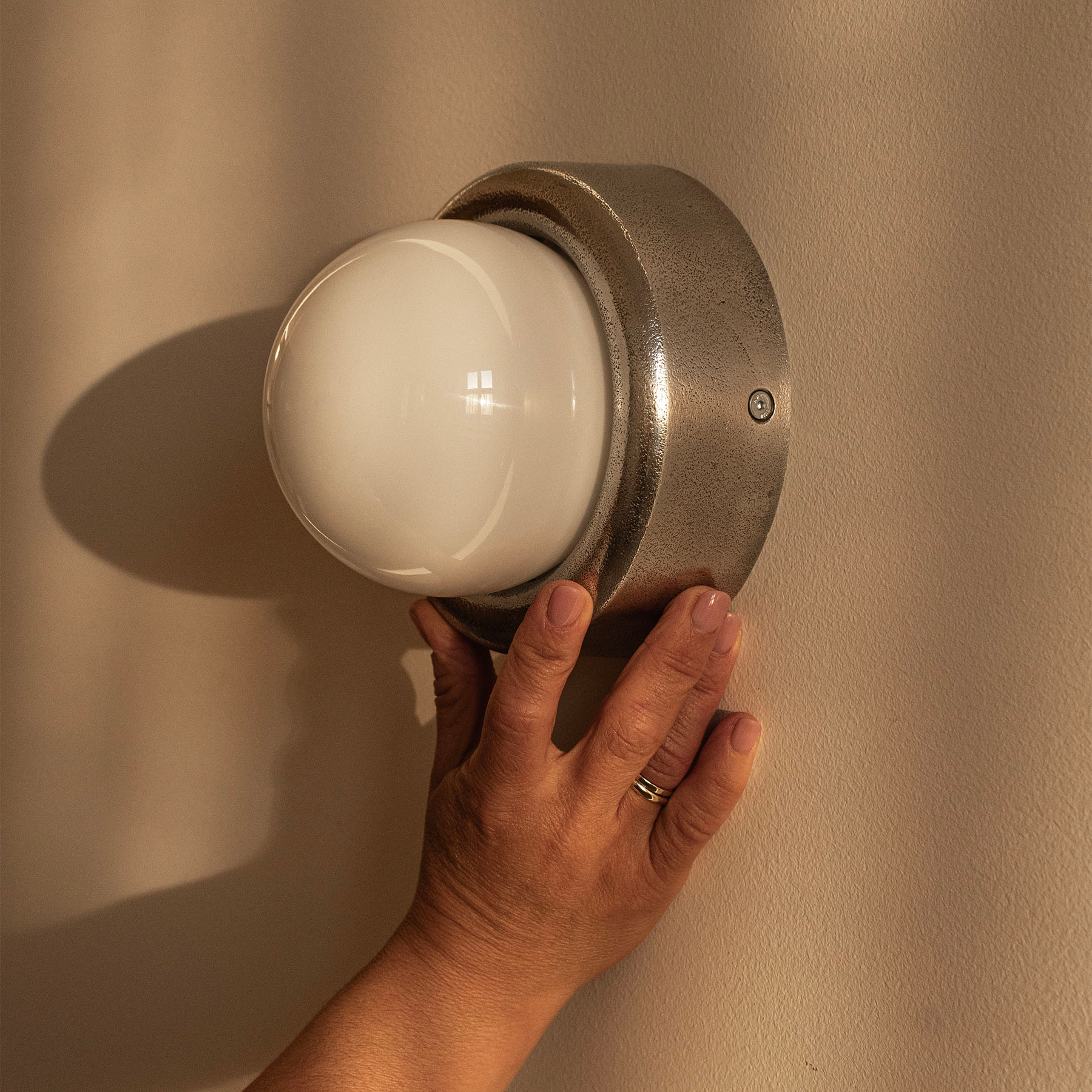 SOLO Wall Lamp with Opal Glass and Aluminum Base