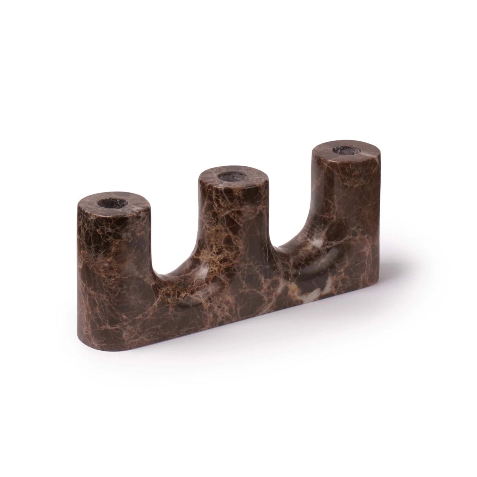 Kerzenhalter TRILO brauner Marmor