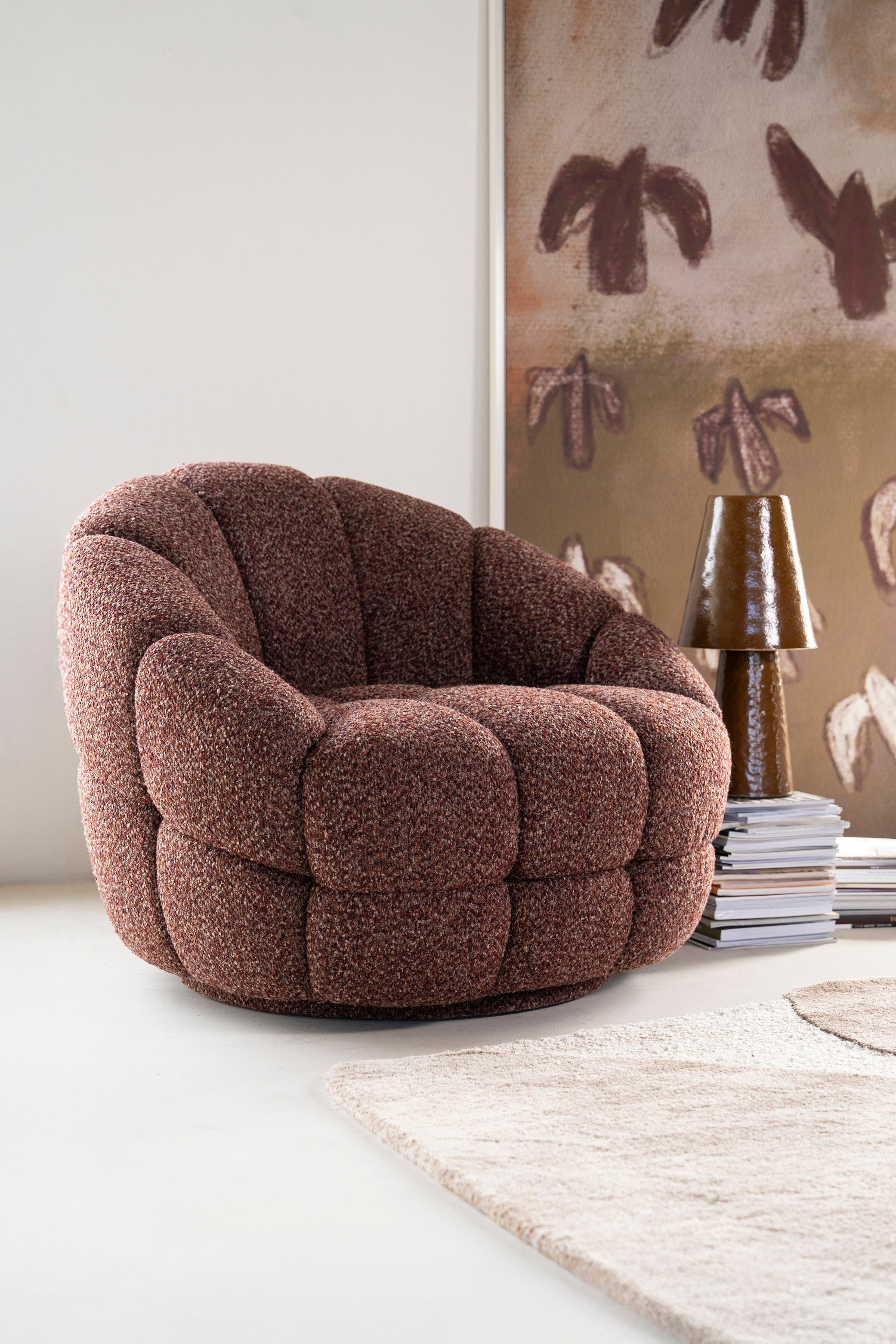 TINA Swivel Armchair Terracotta