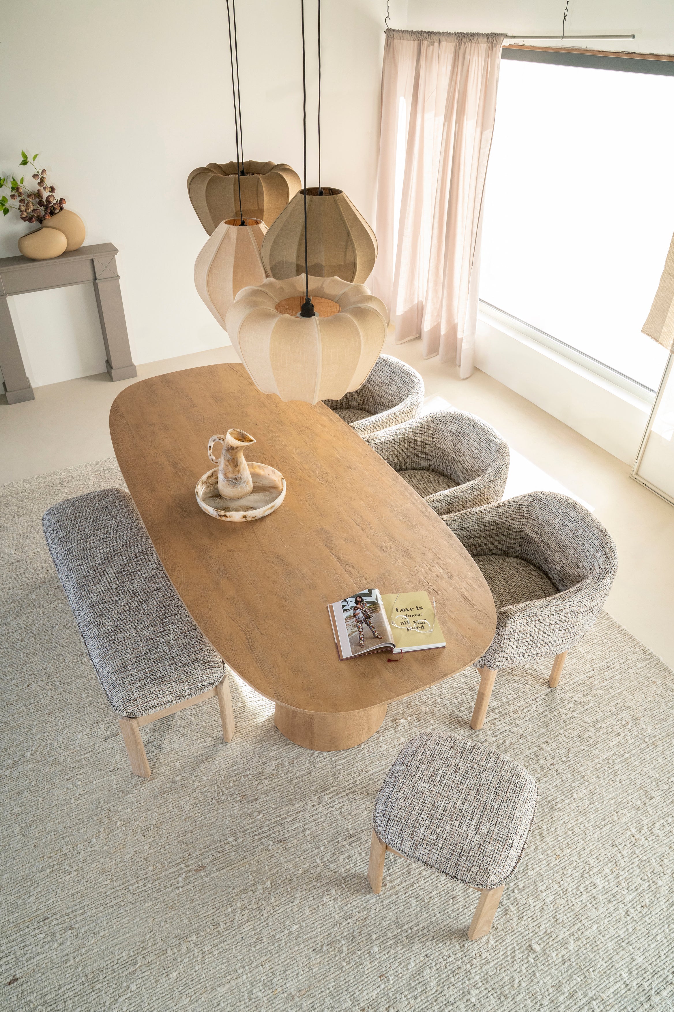 MICHA armchair in taupe with oak base