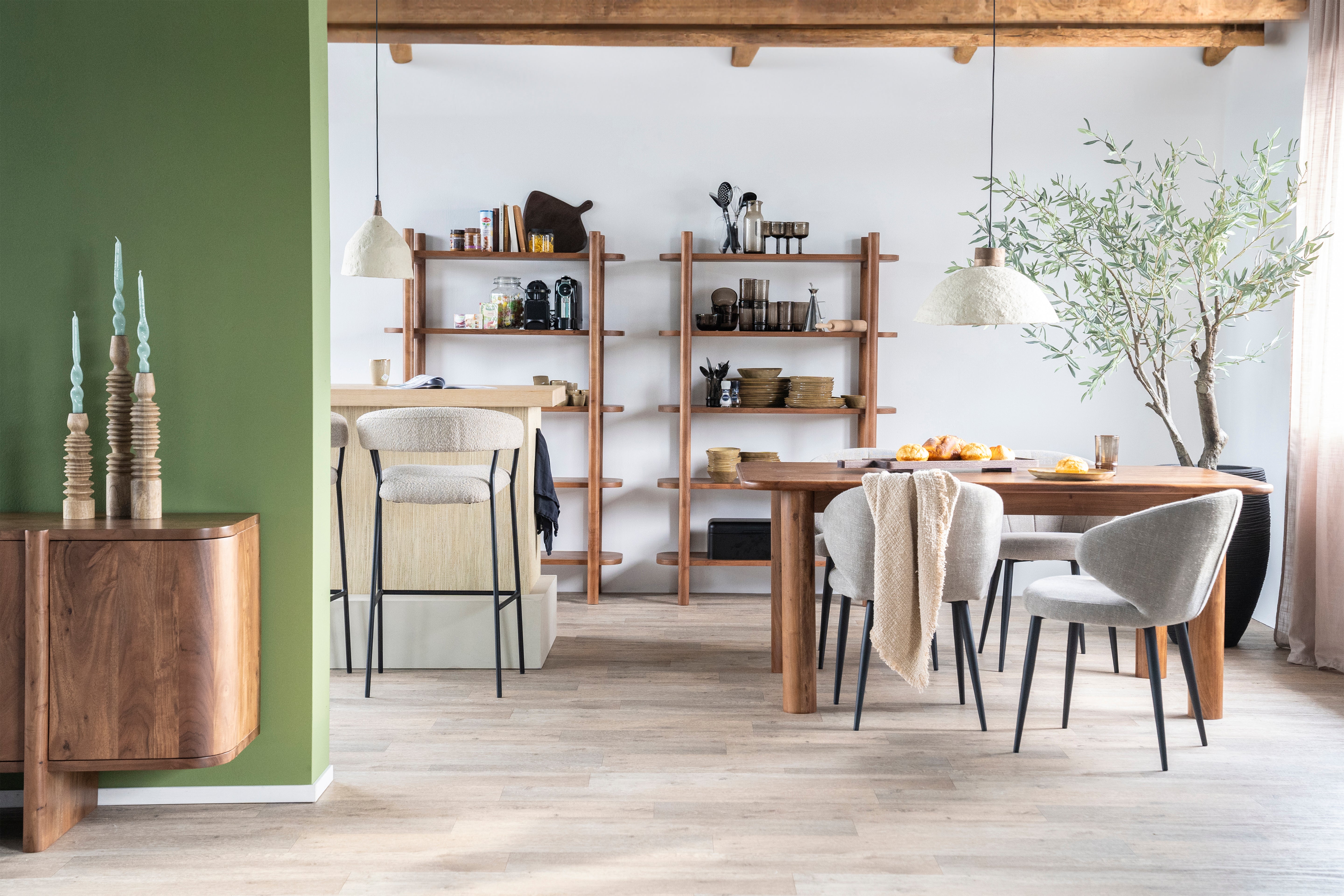 Hocker LUKA taupe mit schwarzem Fuß