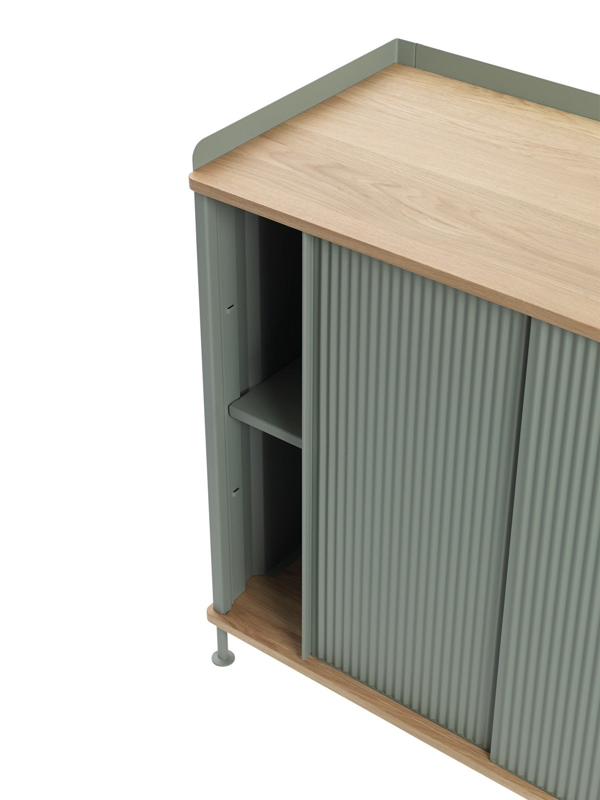 ENFOLD Cabinet Dirty Green with Oak Top