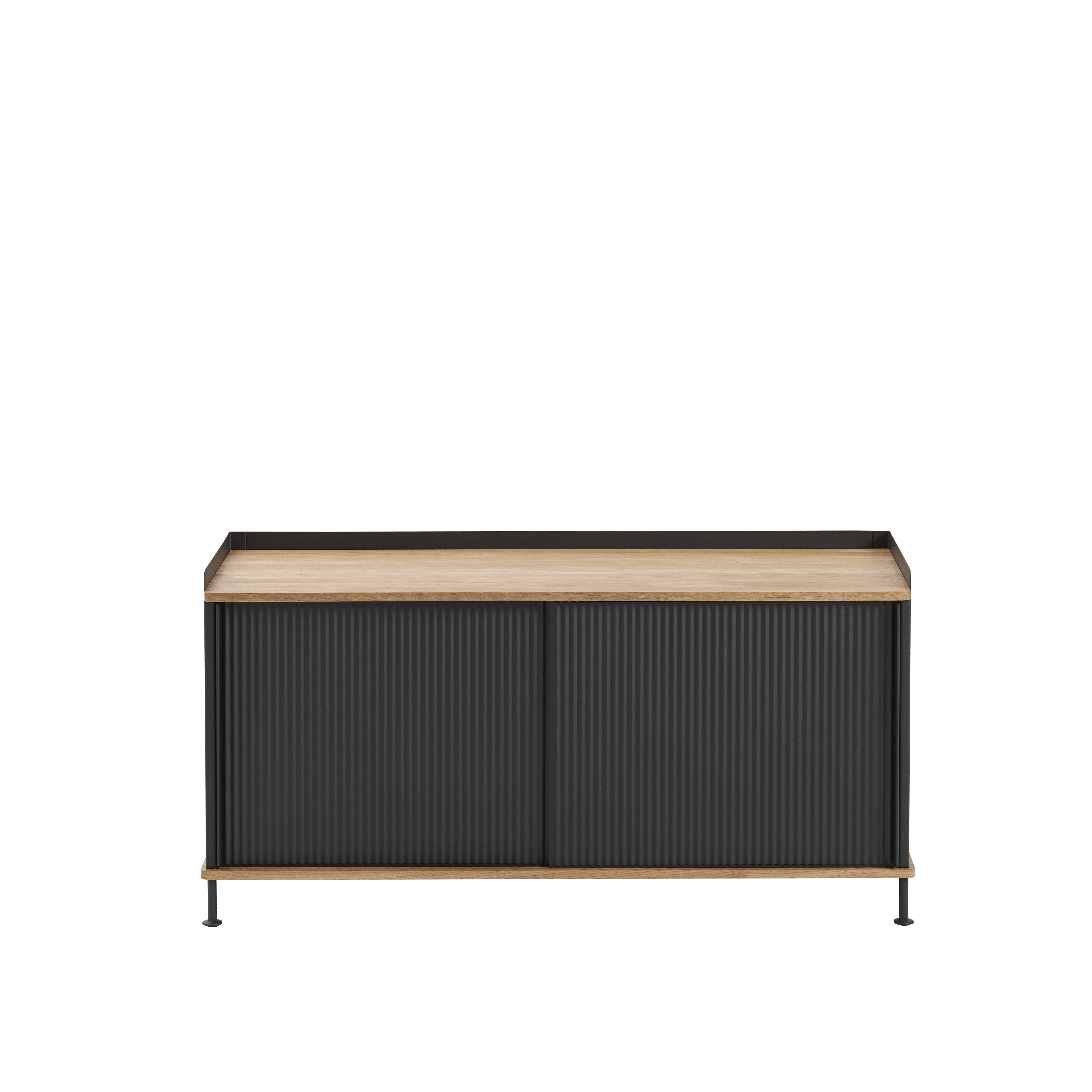 ENFOLD Chest of Drawers Black with Oak Top