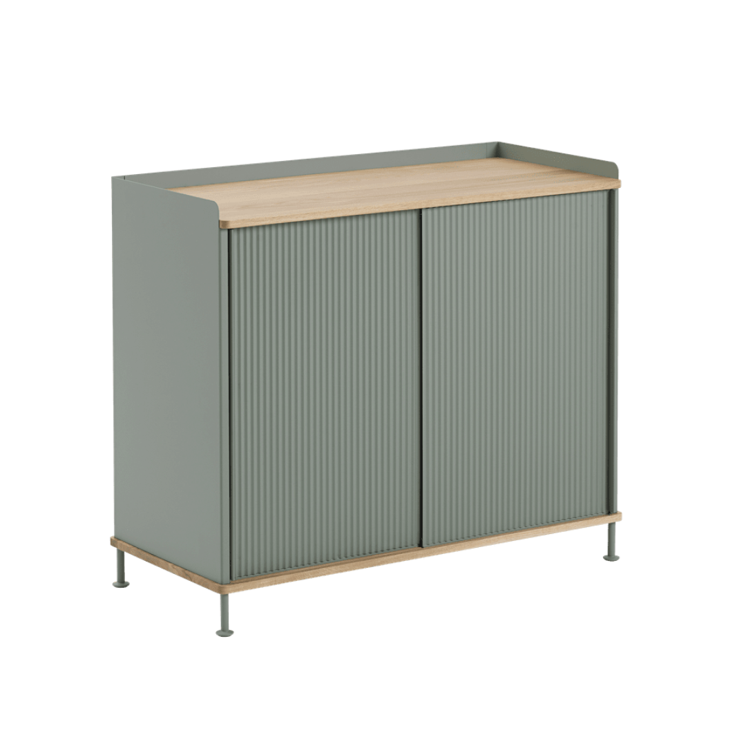 ENFOLD Cabinet Dirty Green with Oak Top