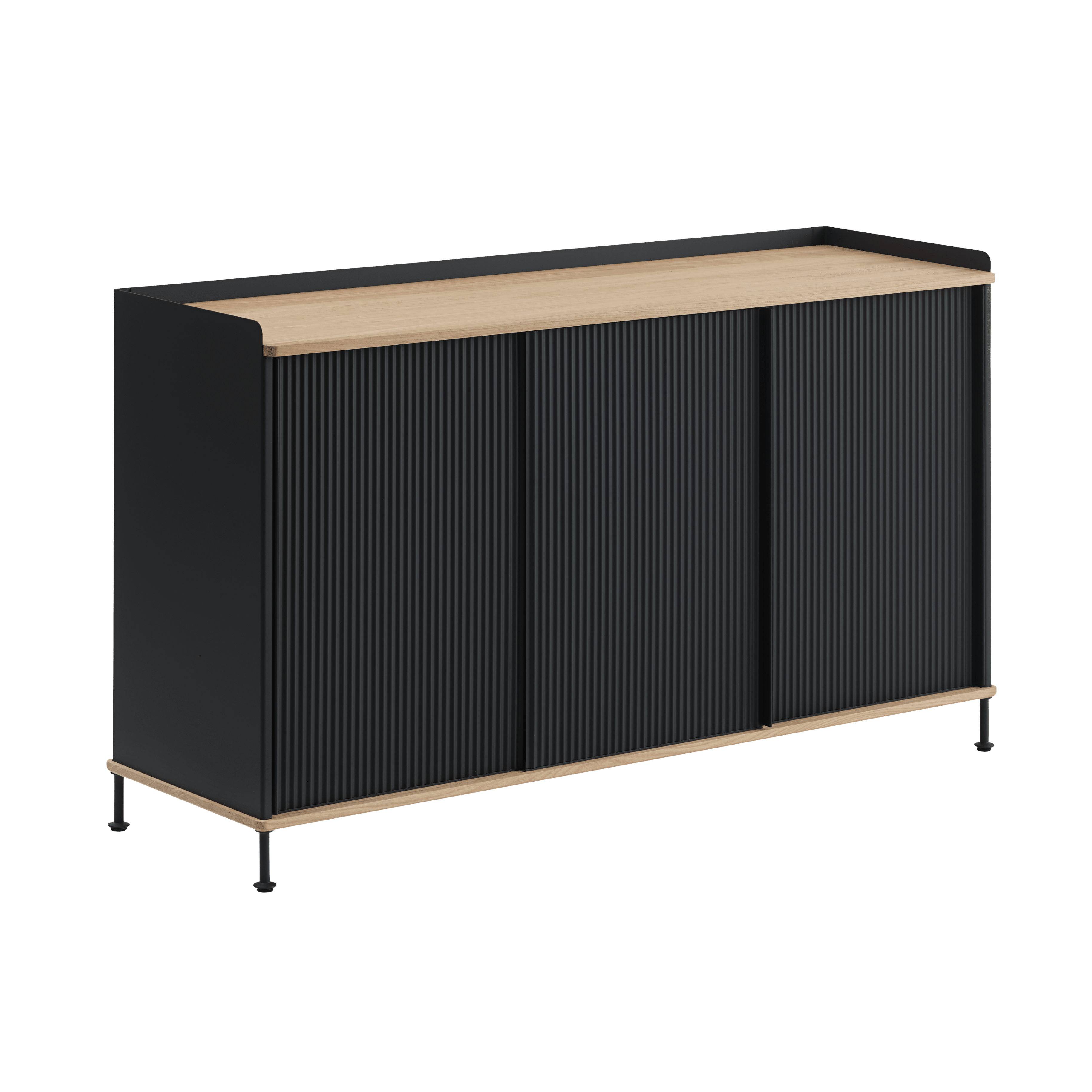 ENFOLD Chest of Drawers Black with Oak Top