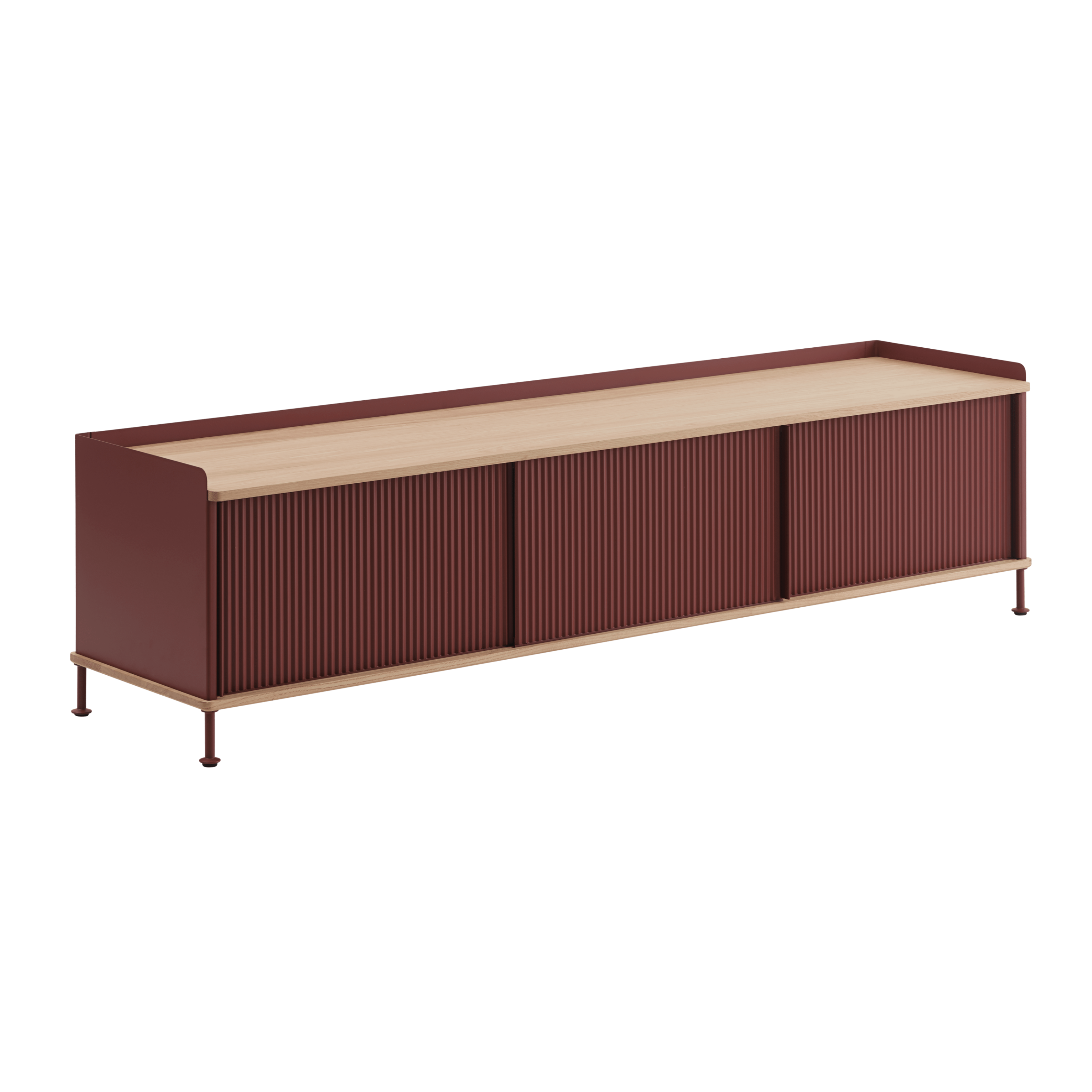 ENFOLD TV Cabinet Burgundy with Oak Top