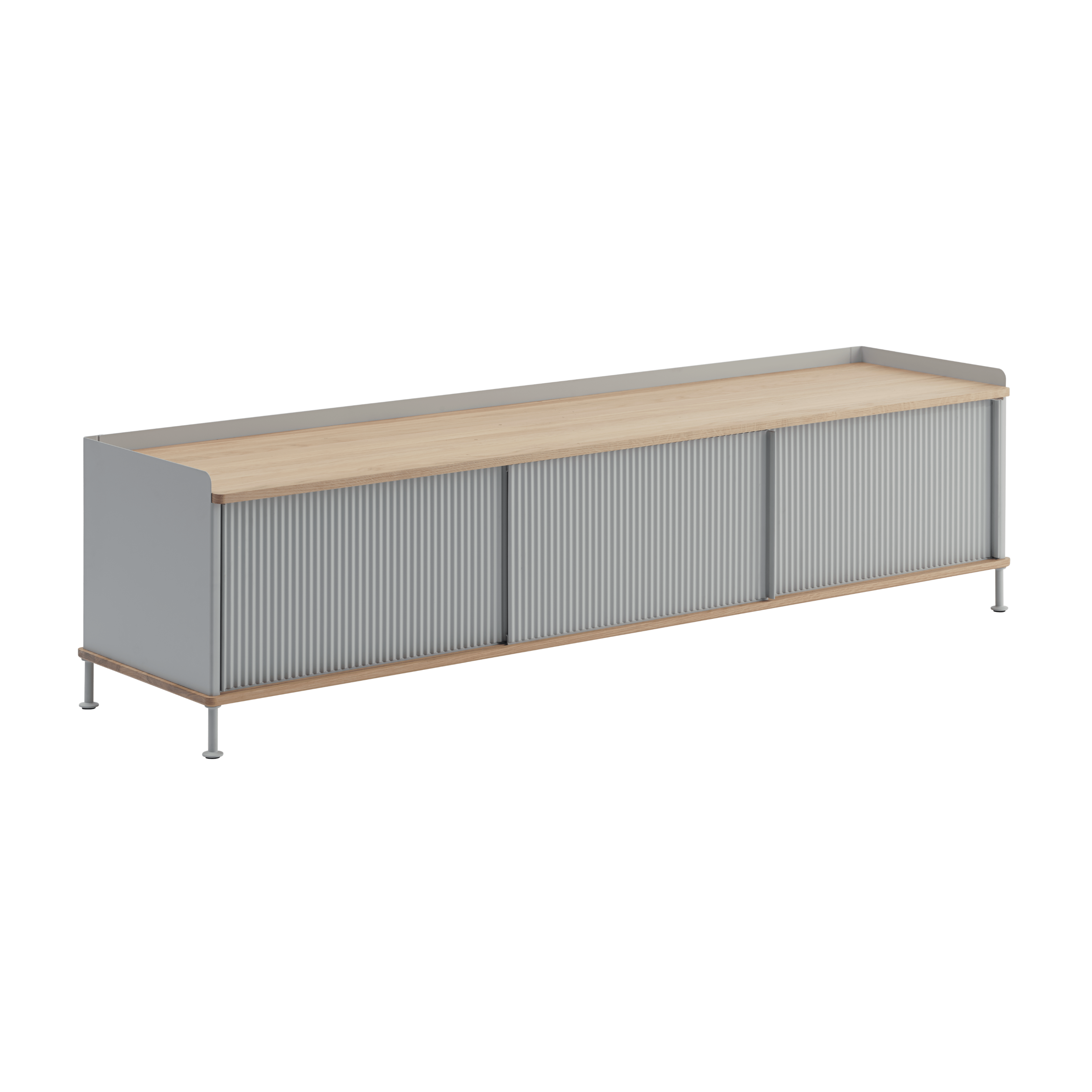 ENFOLD TV cabinet gray with oak top