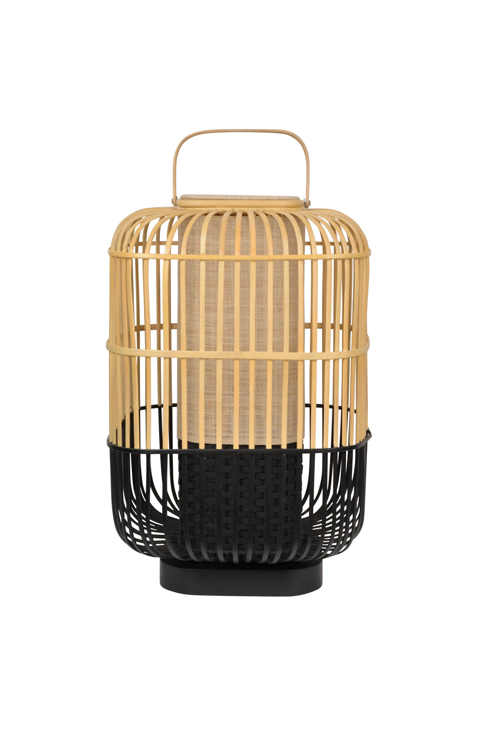 Quadratische Tischlampe Bambusschwarz