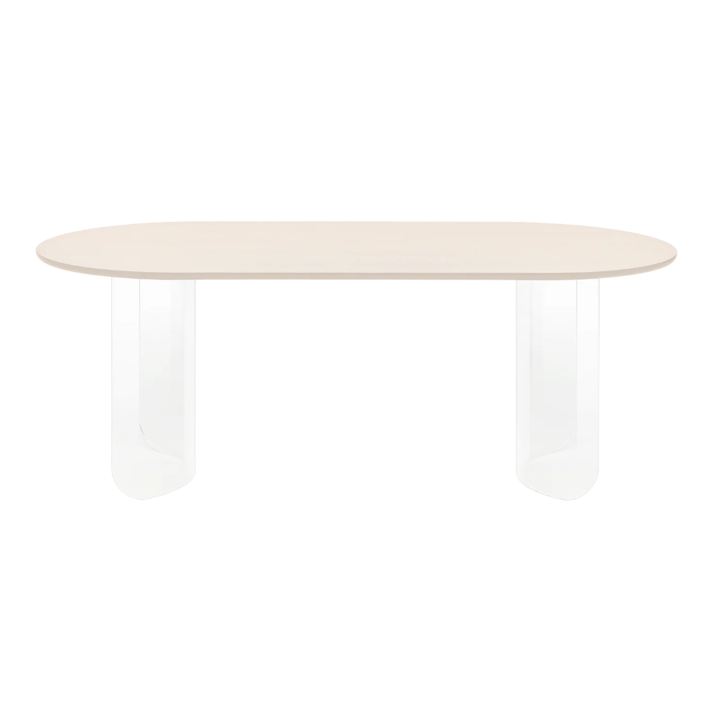 Oval Table PLATEAU Sand Top with Transparent Base