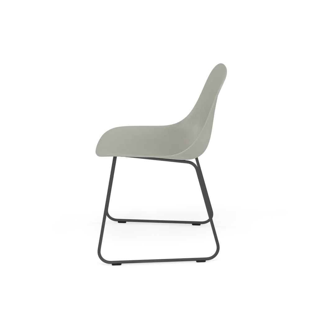 FIBER Chair in Gray with a Steel Sled Base