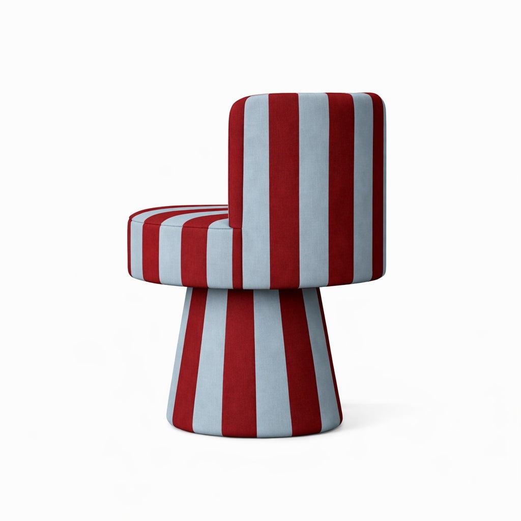 LINEA SOFT swivel armchair in burgundy with blue accents