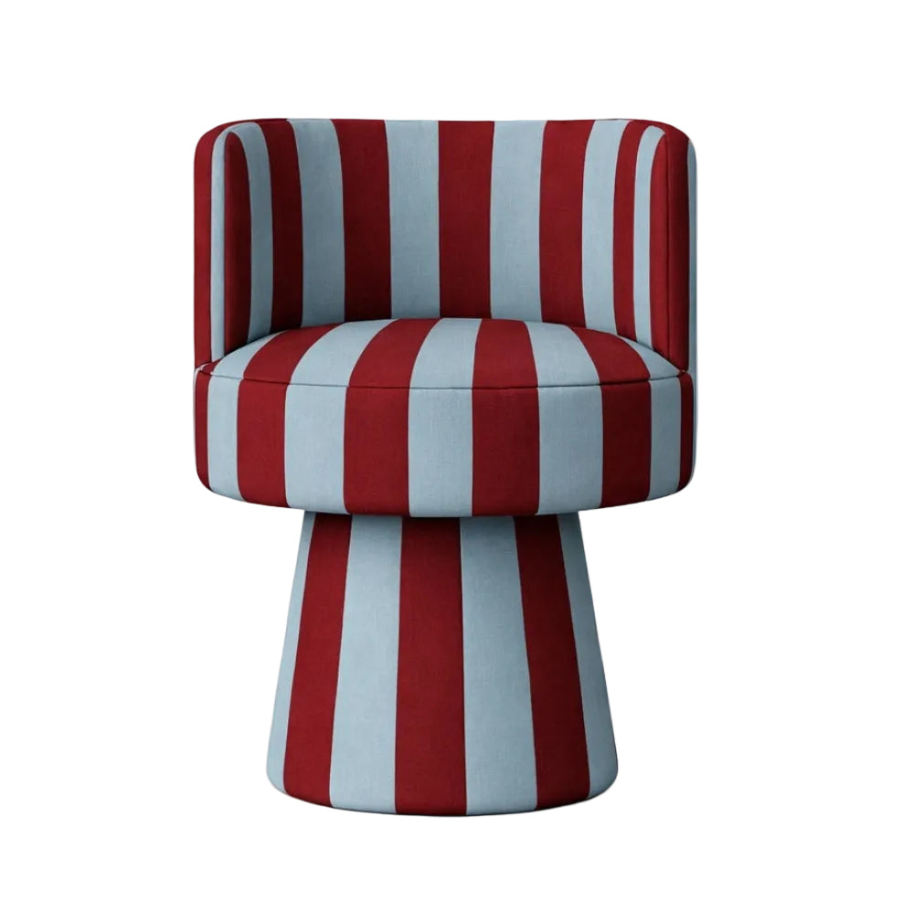 LINEA SOFT swivel armchair in burgundy with blue accents