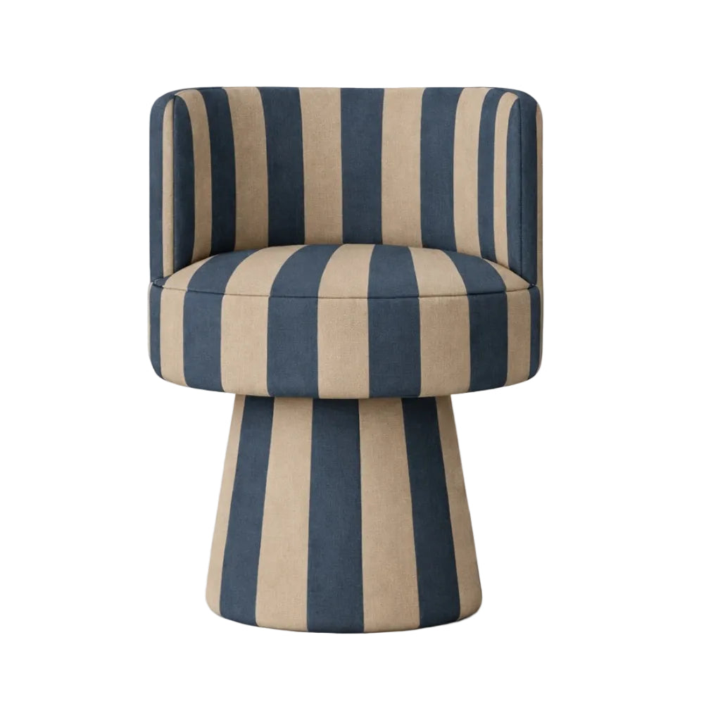 LINEA SOFT swivel armchair in denim with beige