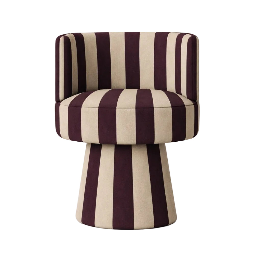 LINEA SOFT swivel armchair in brown with beige.