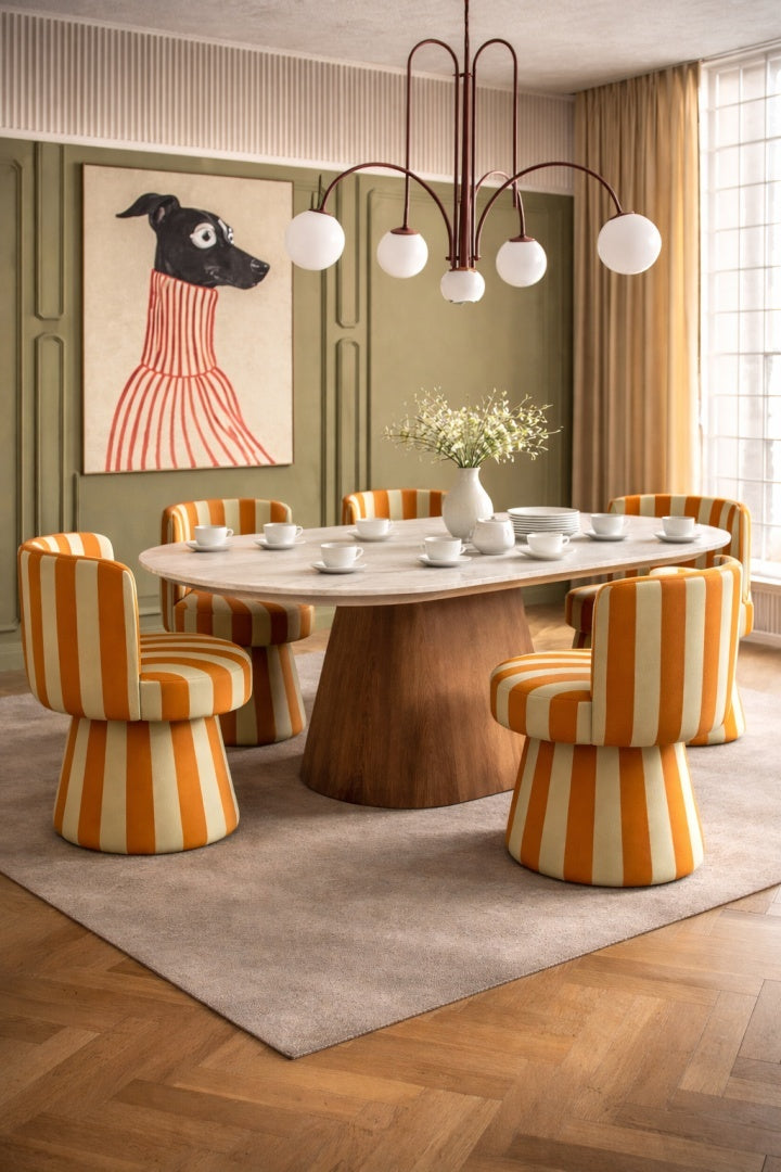 LINEA SOFT swivel armchair in brown with beige.