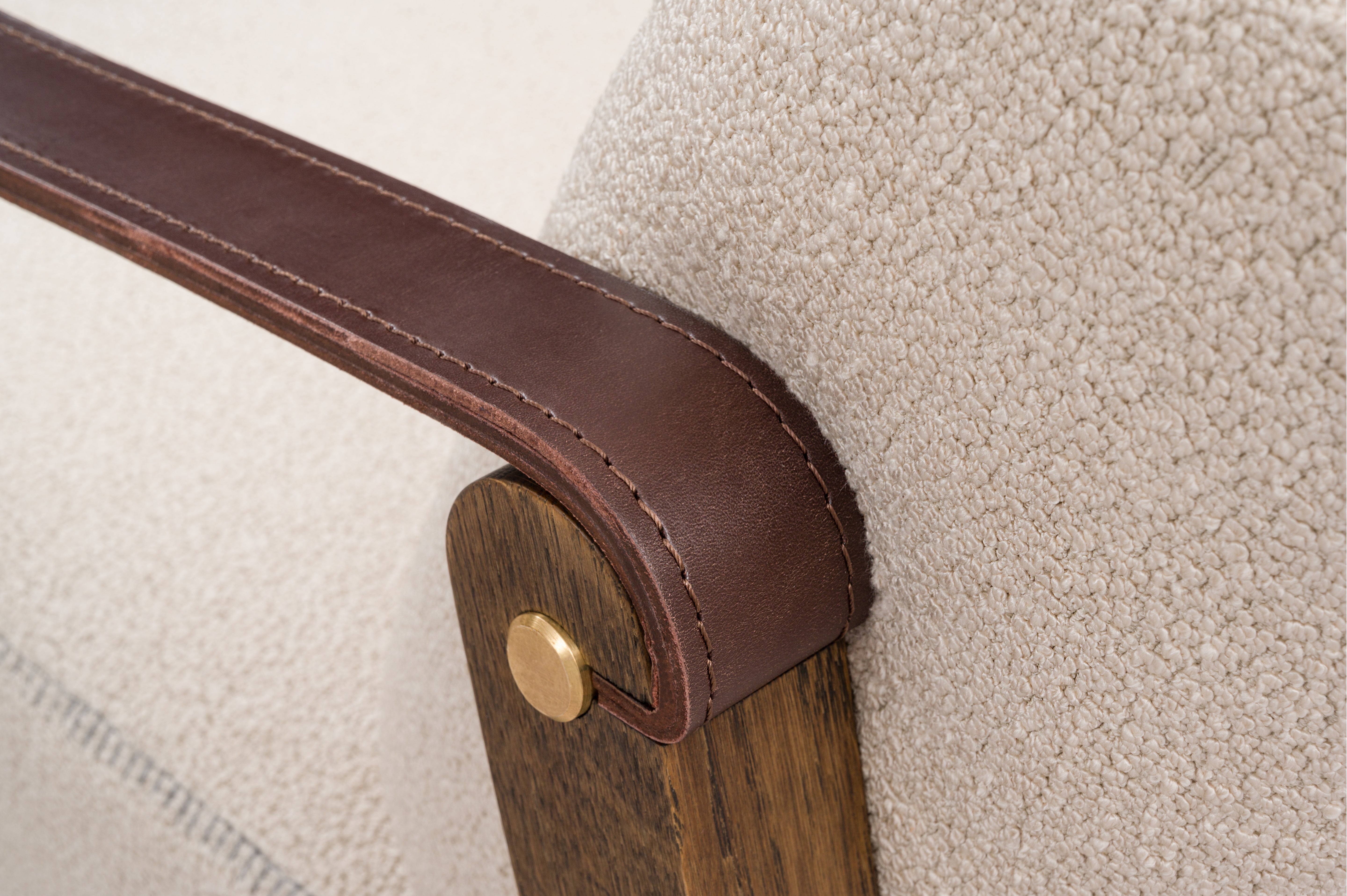 Upholstered armchair PHILIP with wooden base