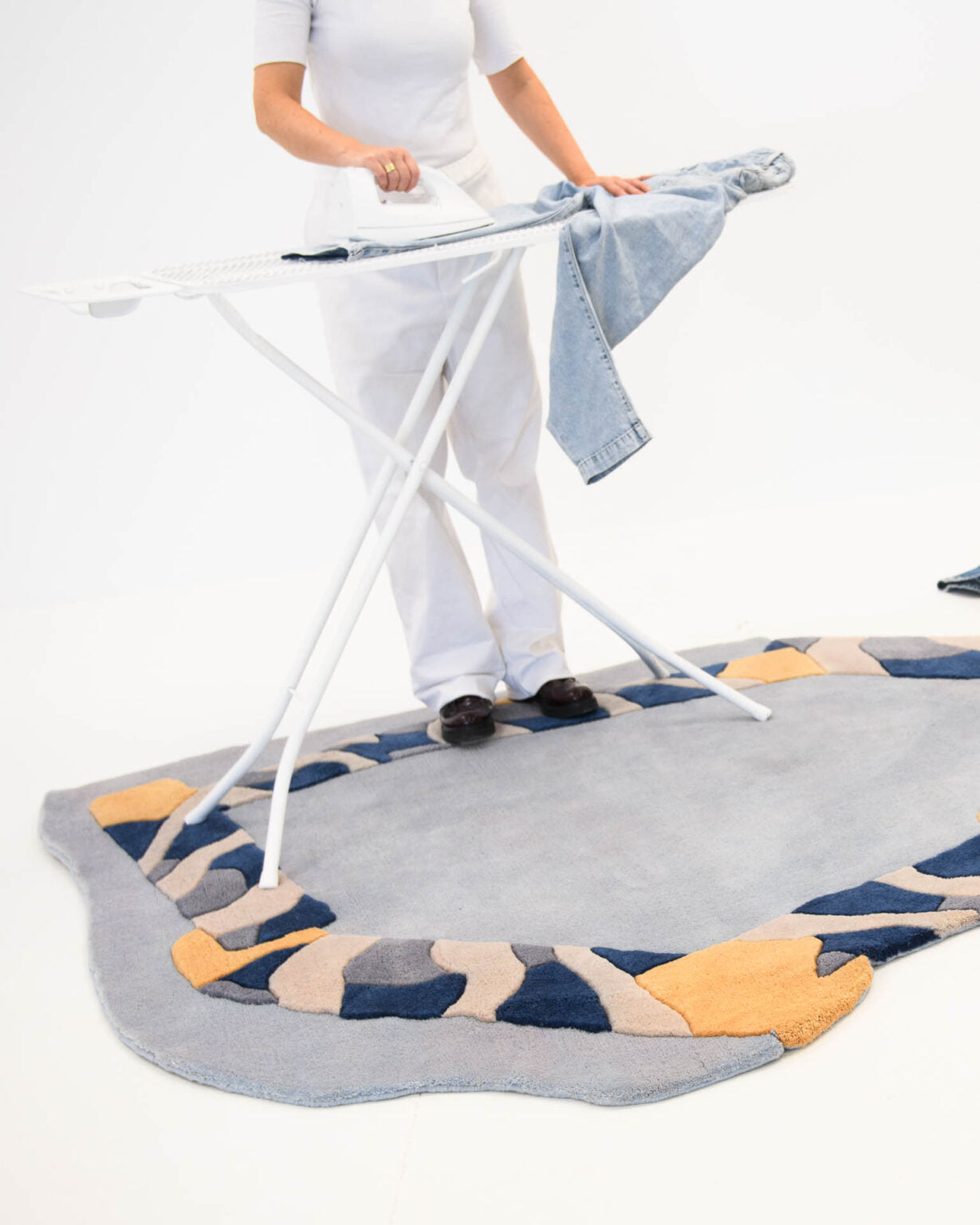 Asymmetrical Decorative Rug FRAME Light Blue