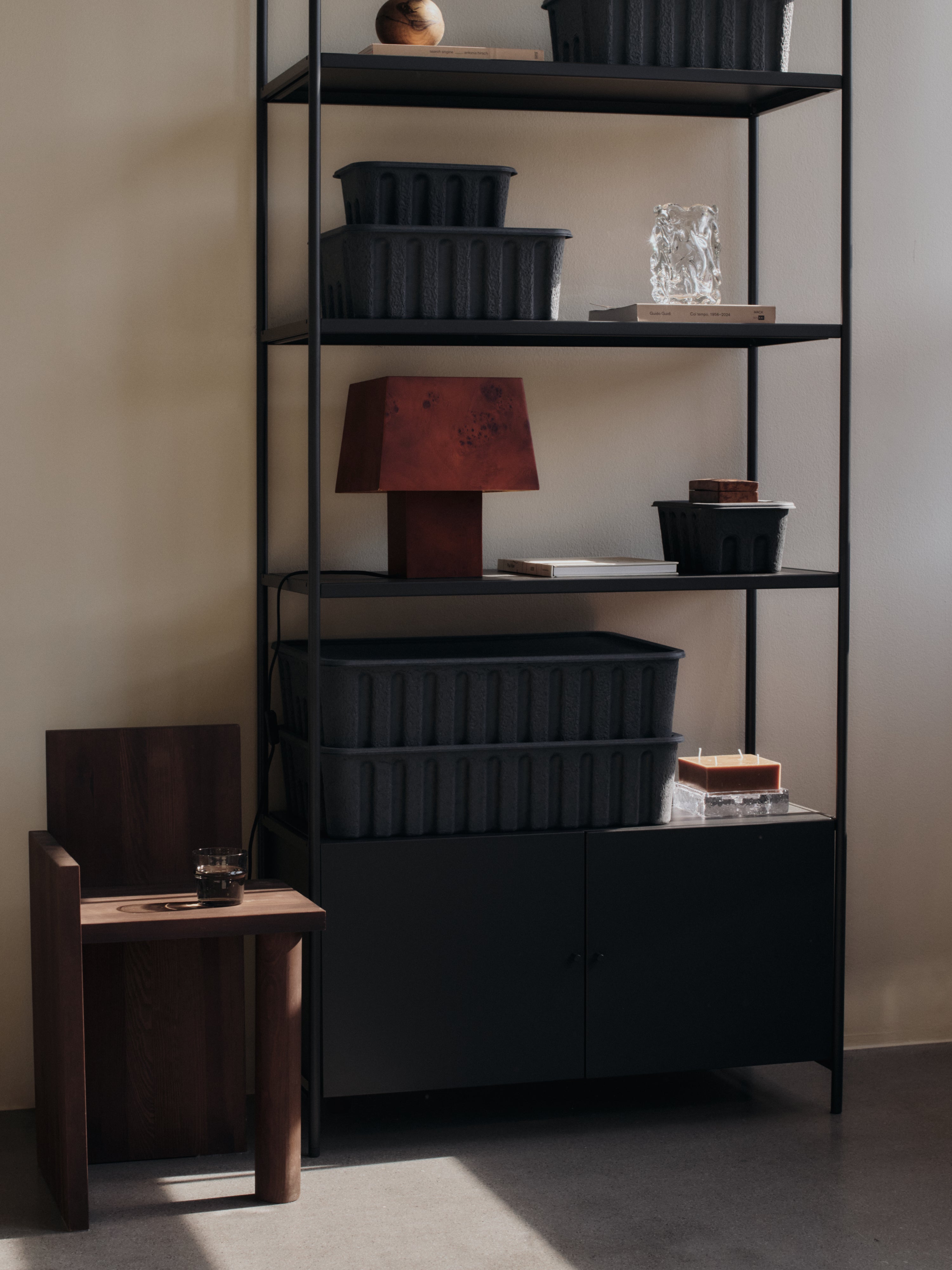 Set of Storage Boxes PAPER PULP BOX black