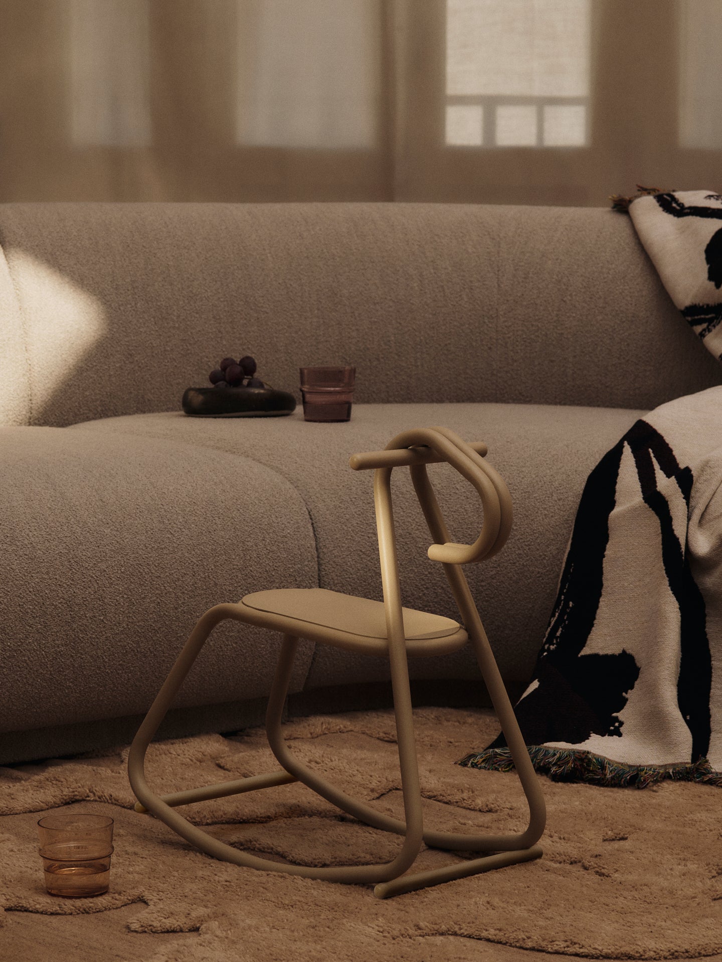 LUSSI beige rocking horse for children