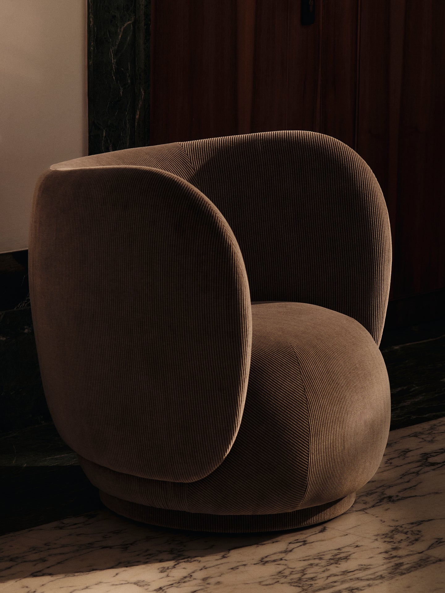 RICO LOUNGE Swivel Armchair Devoré Velvet flint gray