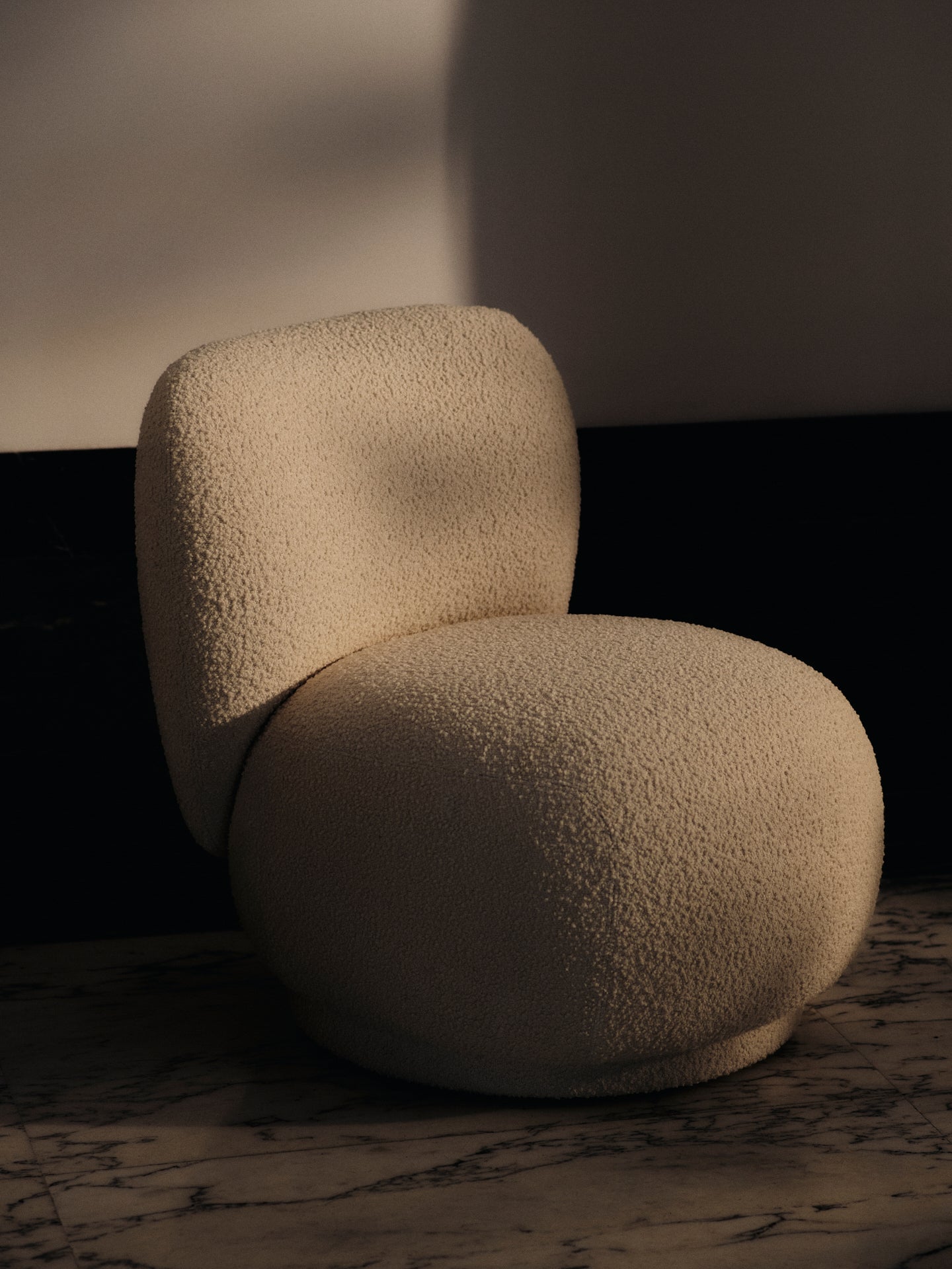 RICO PICCOLO LOUNGE Chair Nordic Bouclé broken white