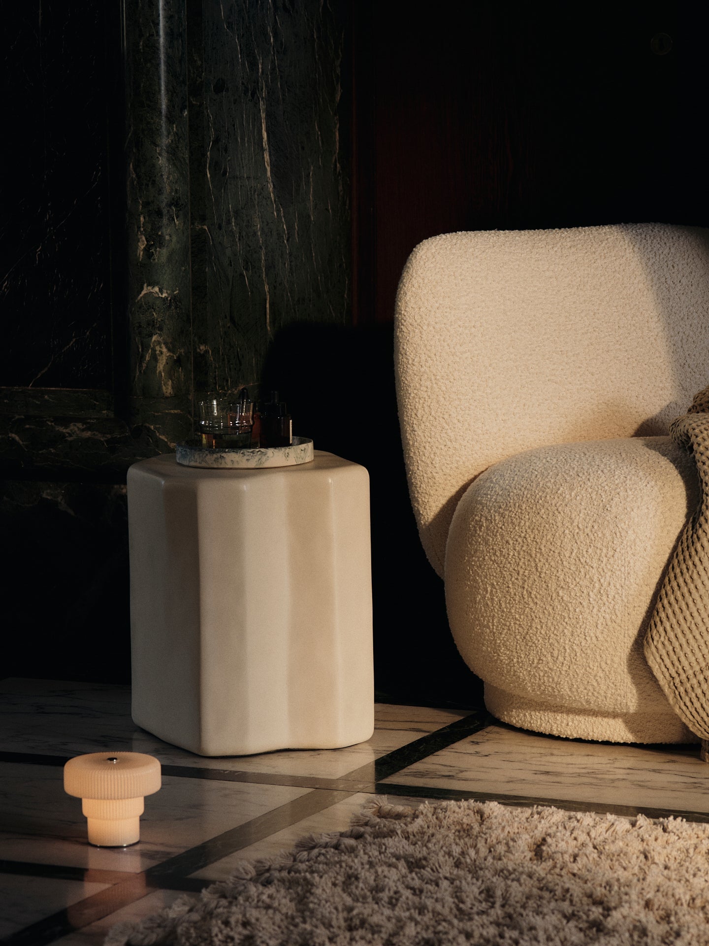 RICO PICCOLO LOUNGE Chair Nordic Bouclé broken white