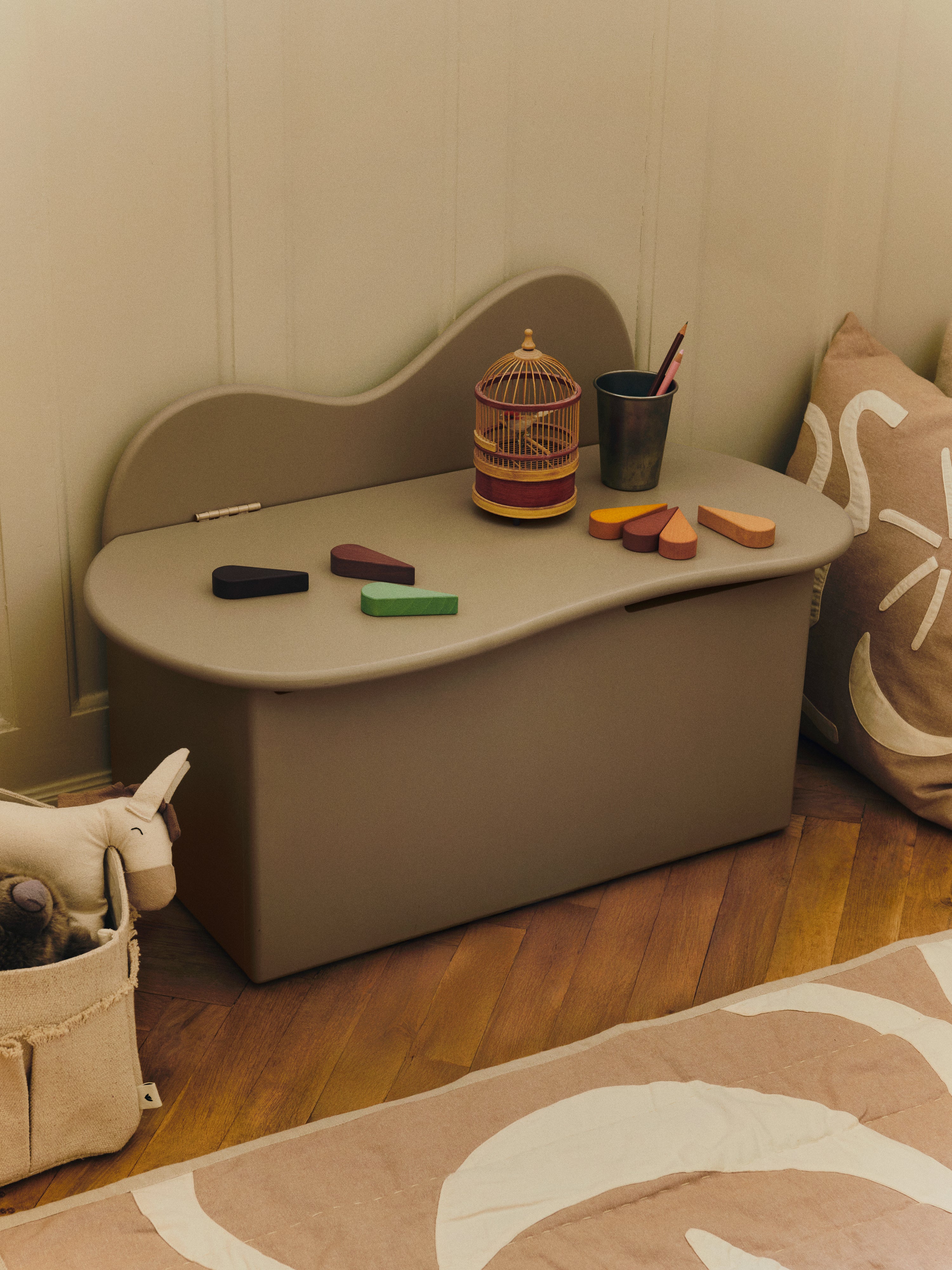Children's bench with storage SLOPE beige