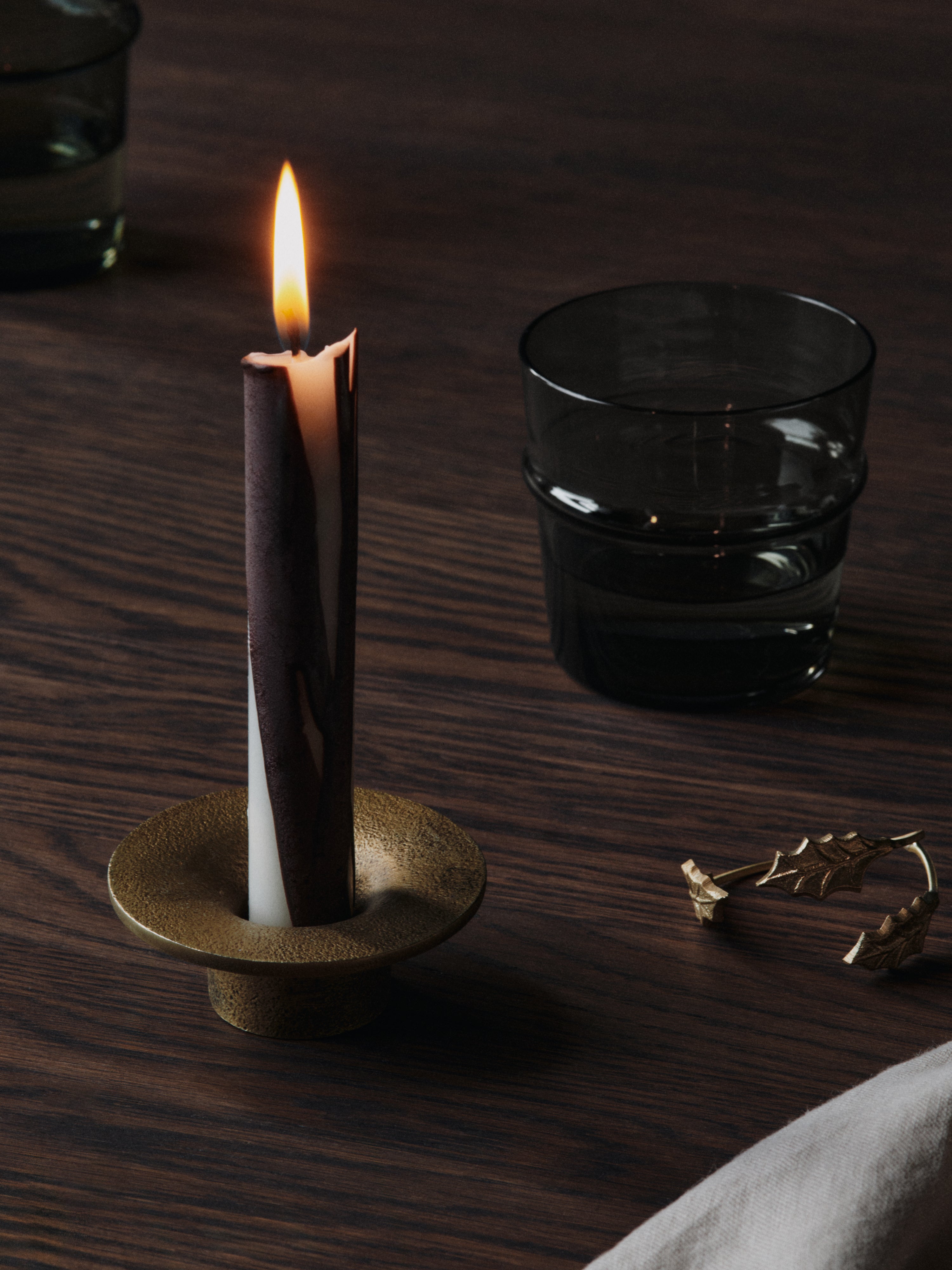 DRYP beige candle set with brown