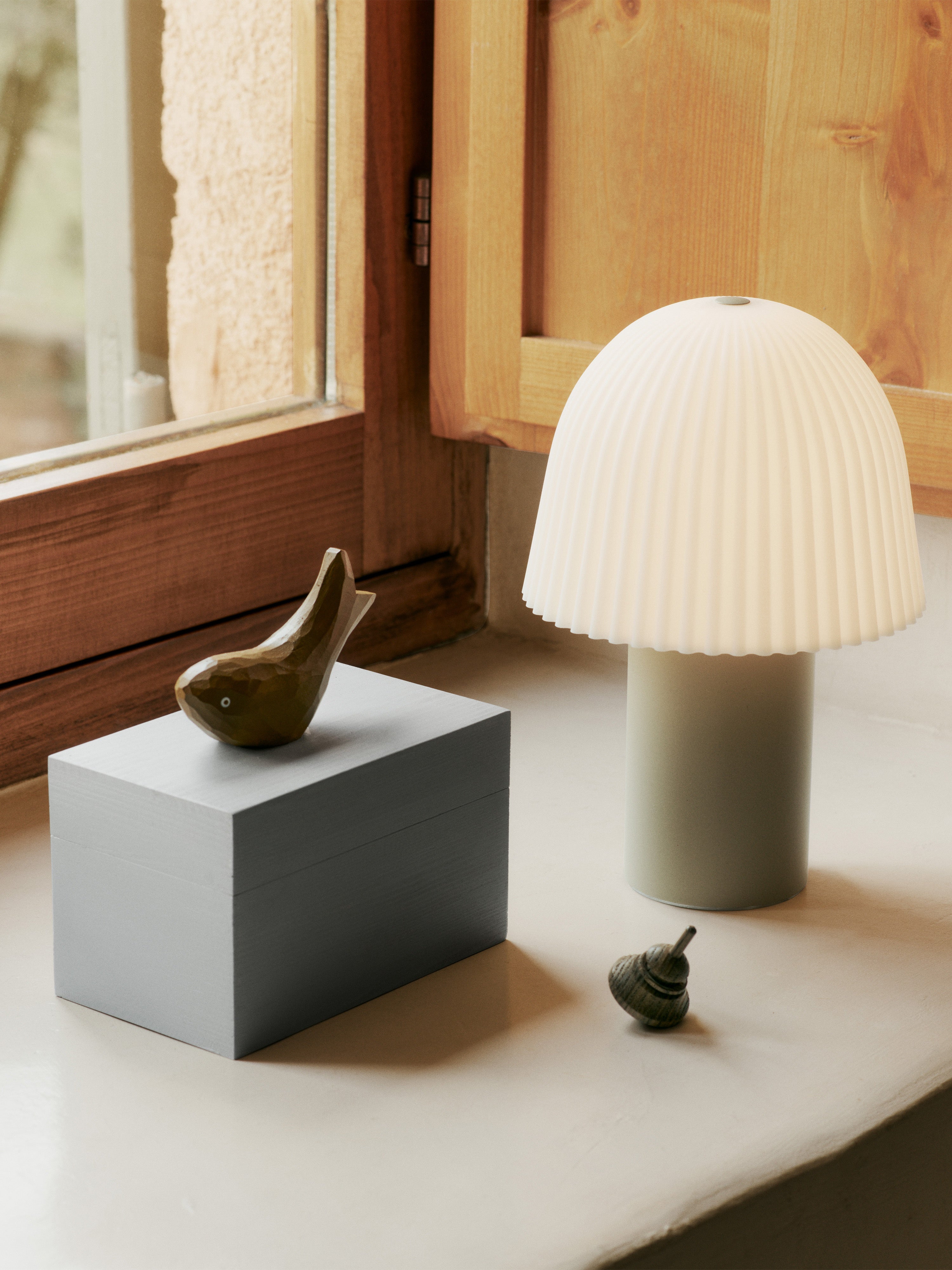 Tragbare Lampe FRILL gebrochenes Weiß mit Beige