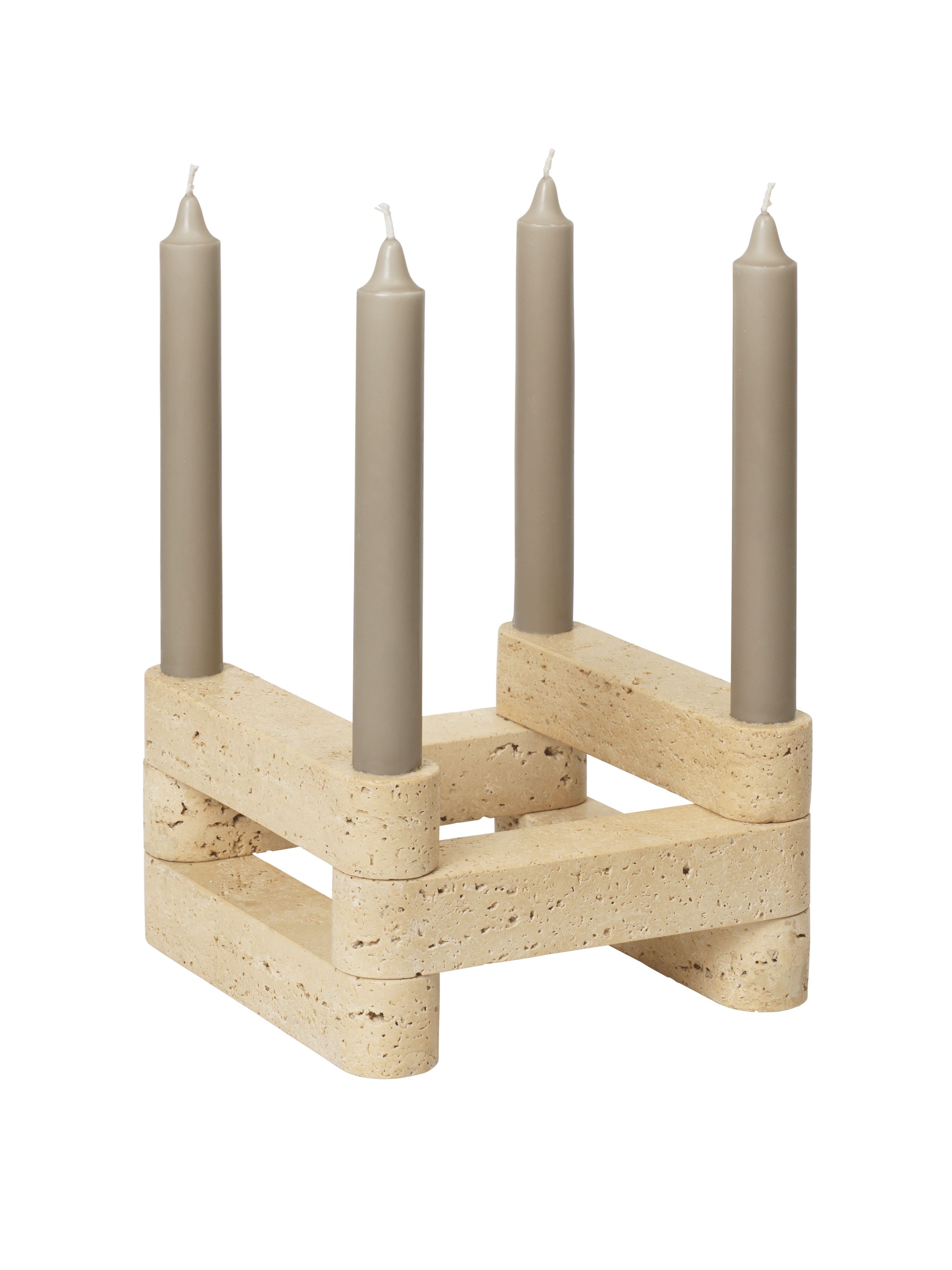 Modulares Teelichthalter NEWEL Travertin