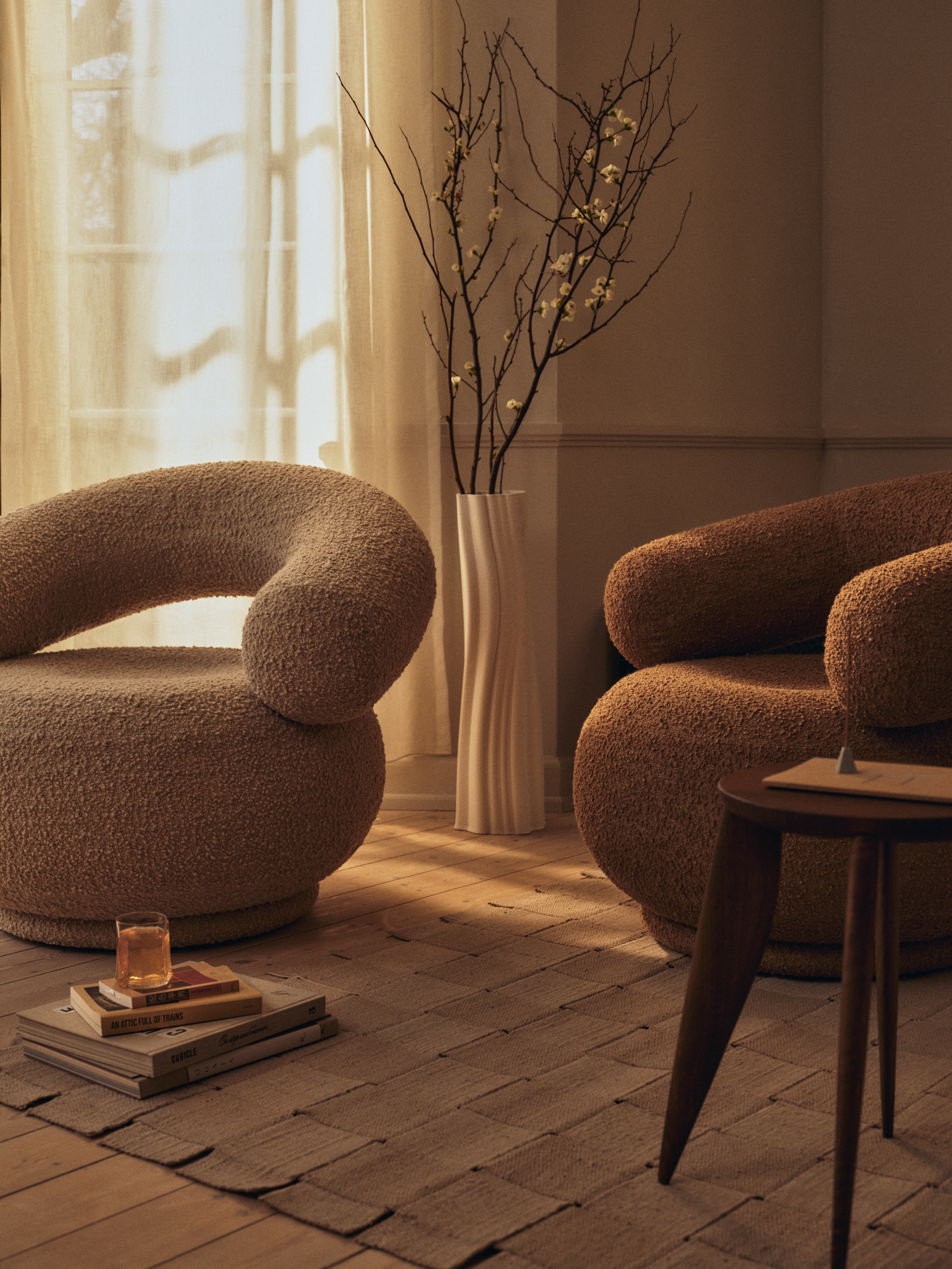 ORBO Beige Boucle Armchair