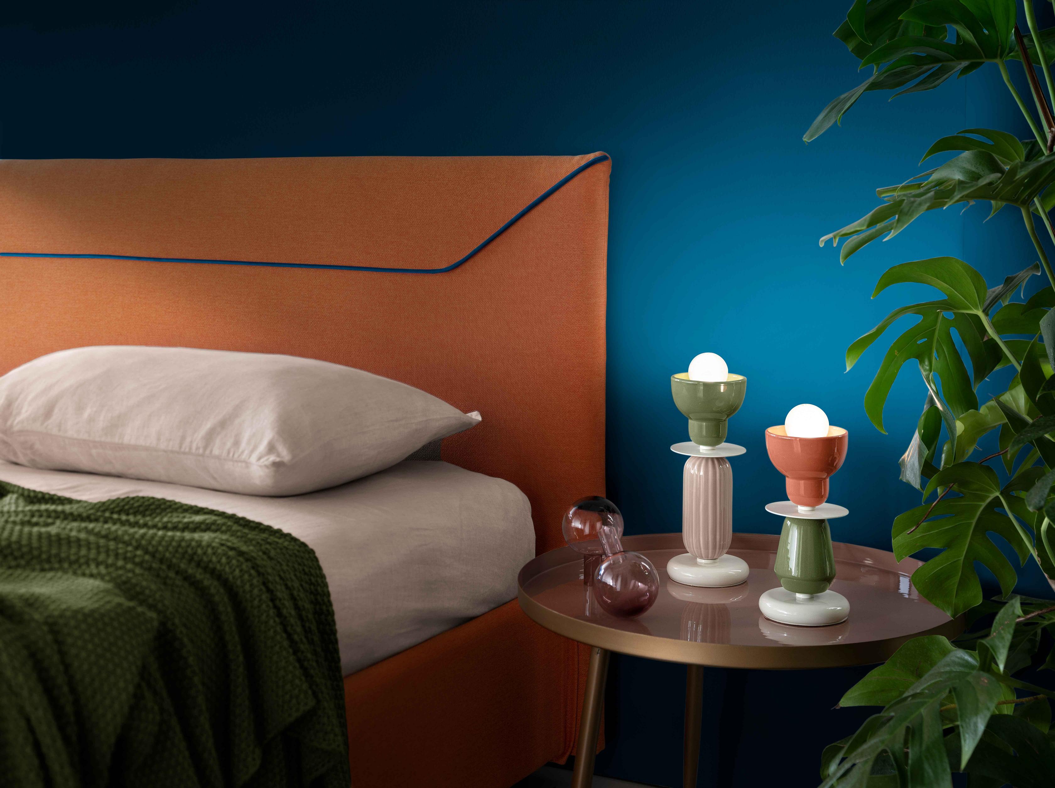 Keramik Tischlampe BERIMBAU orange mit türkis