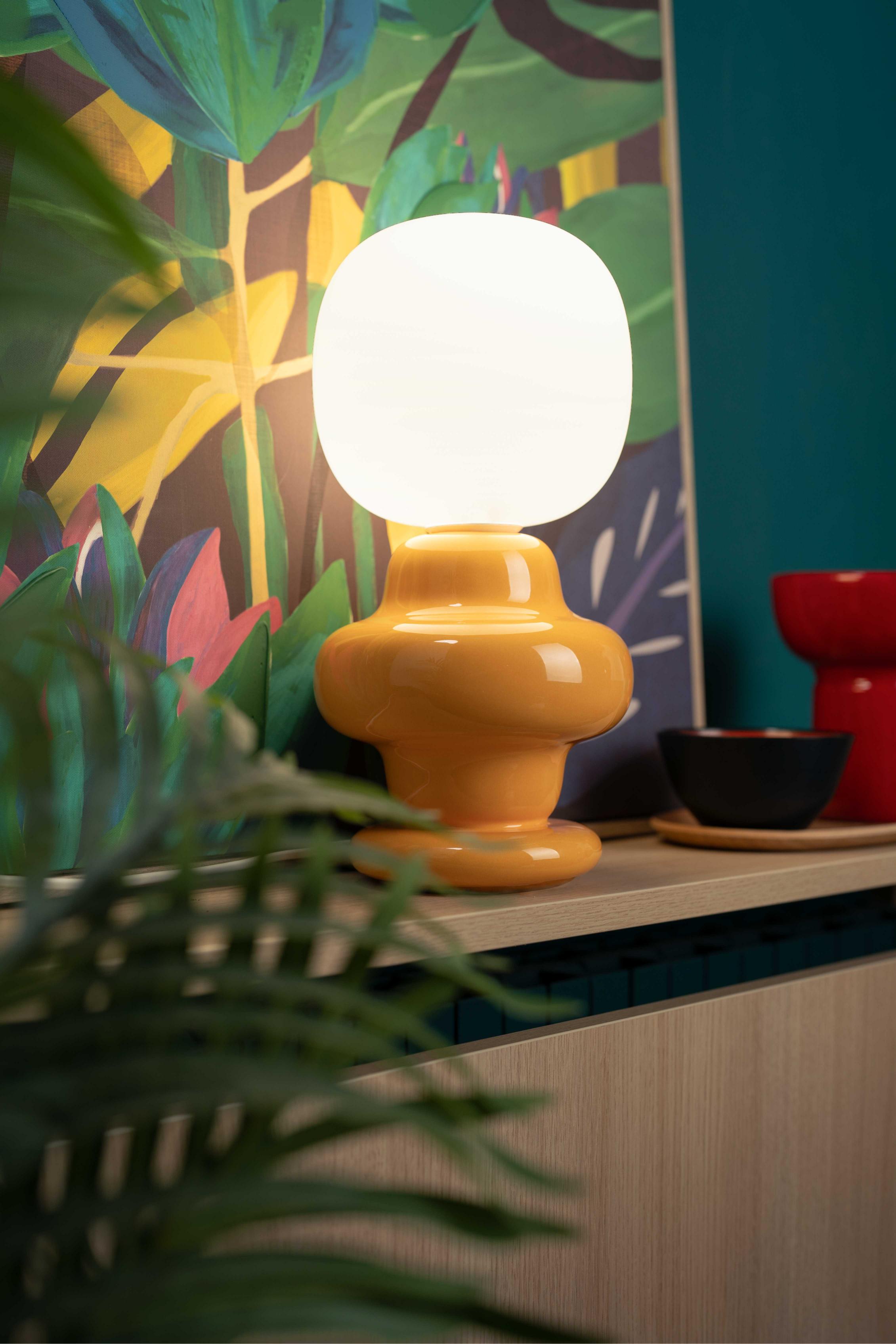 Keramik-Tischlampe COPACABANA beige