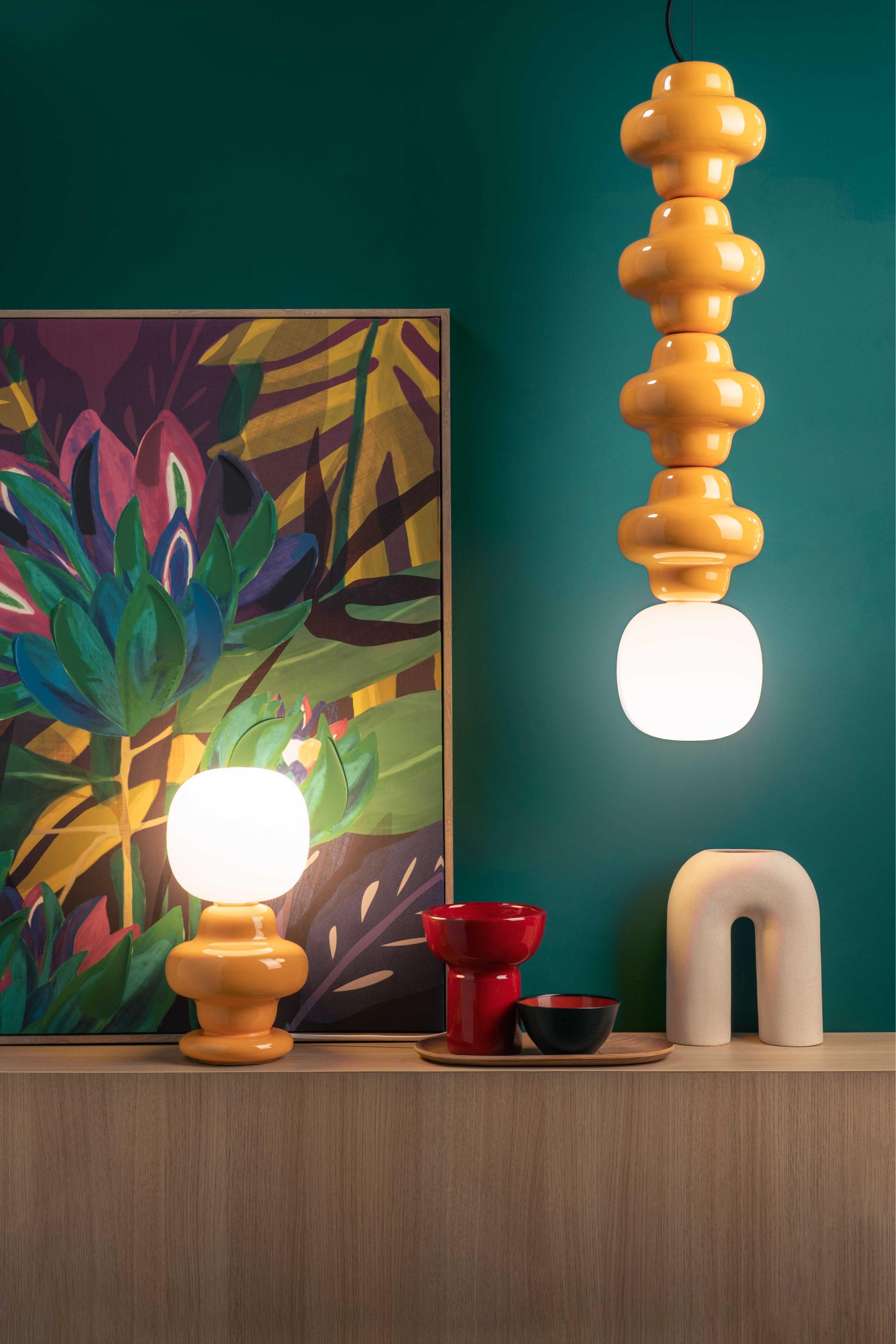 Keramik-Tischlampe COPACABANA beige