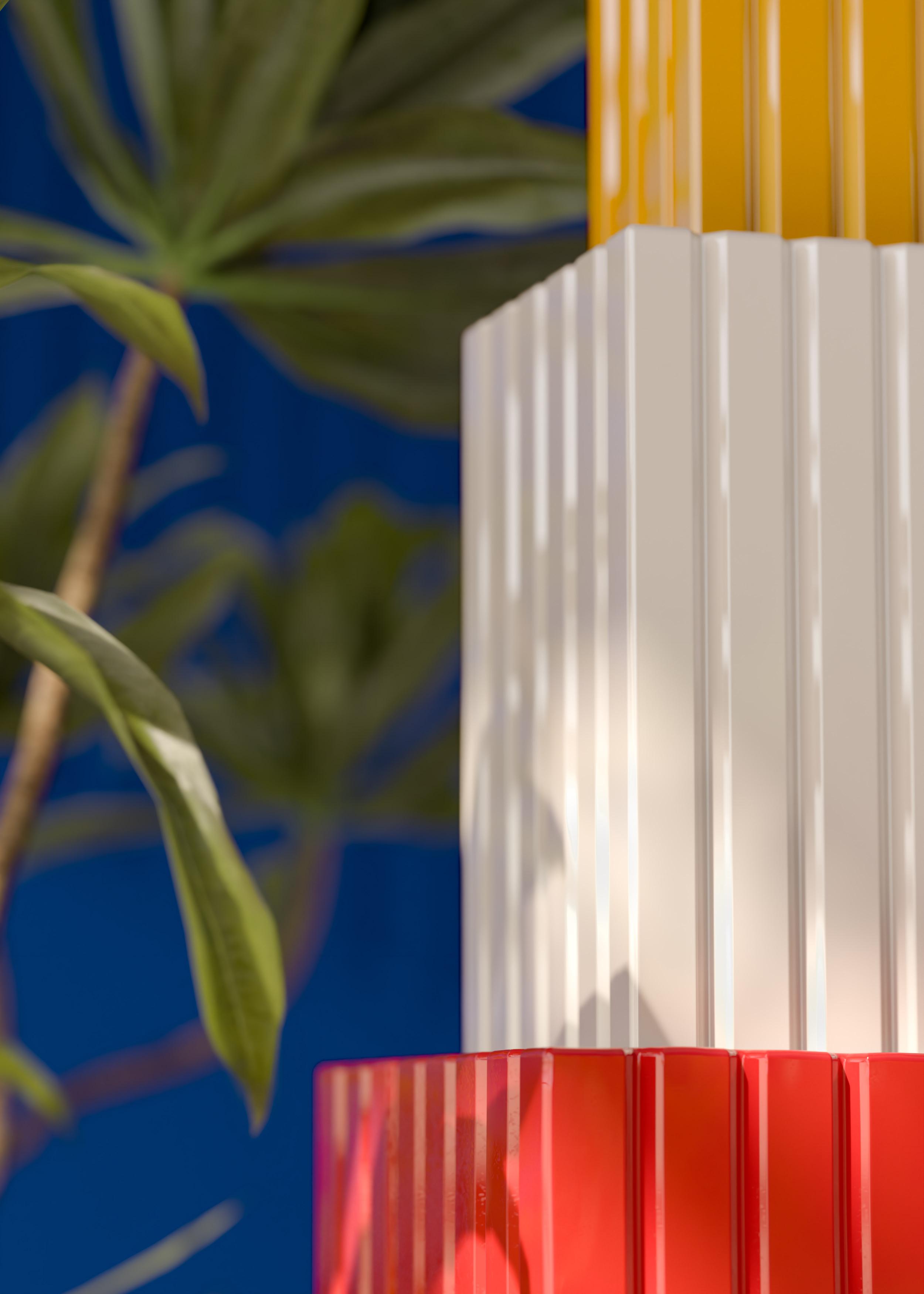 METRA ceramic pendant lamp in orange with cream and yellow