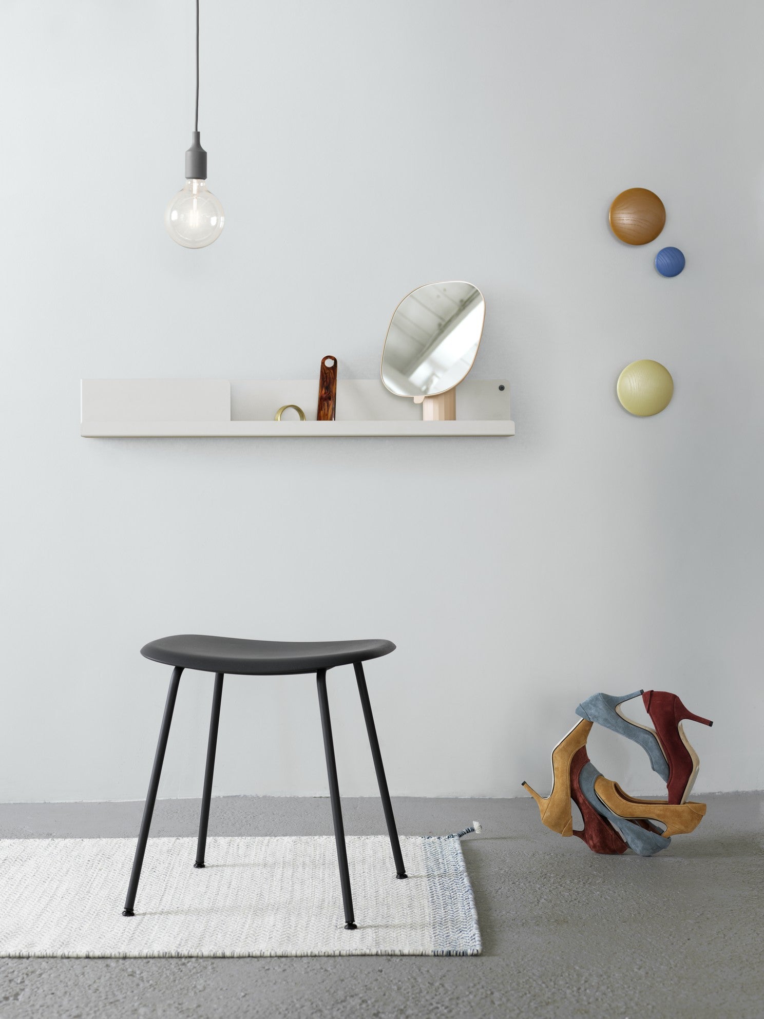Personalized FIBER Stool with Wooden Base