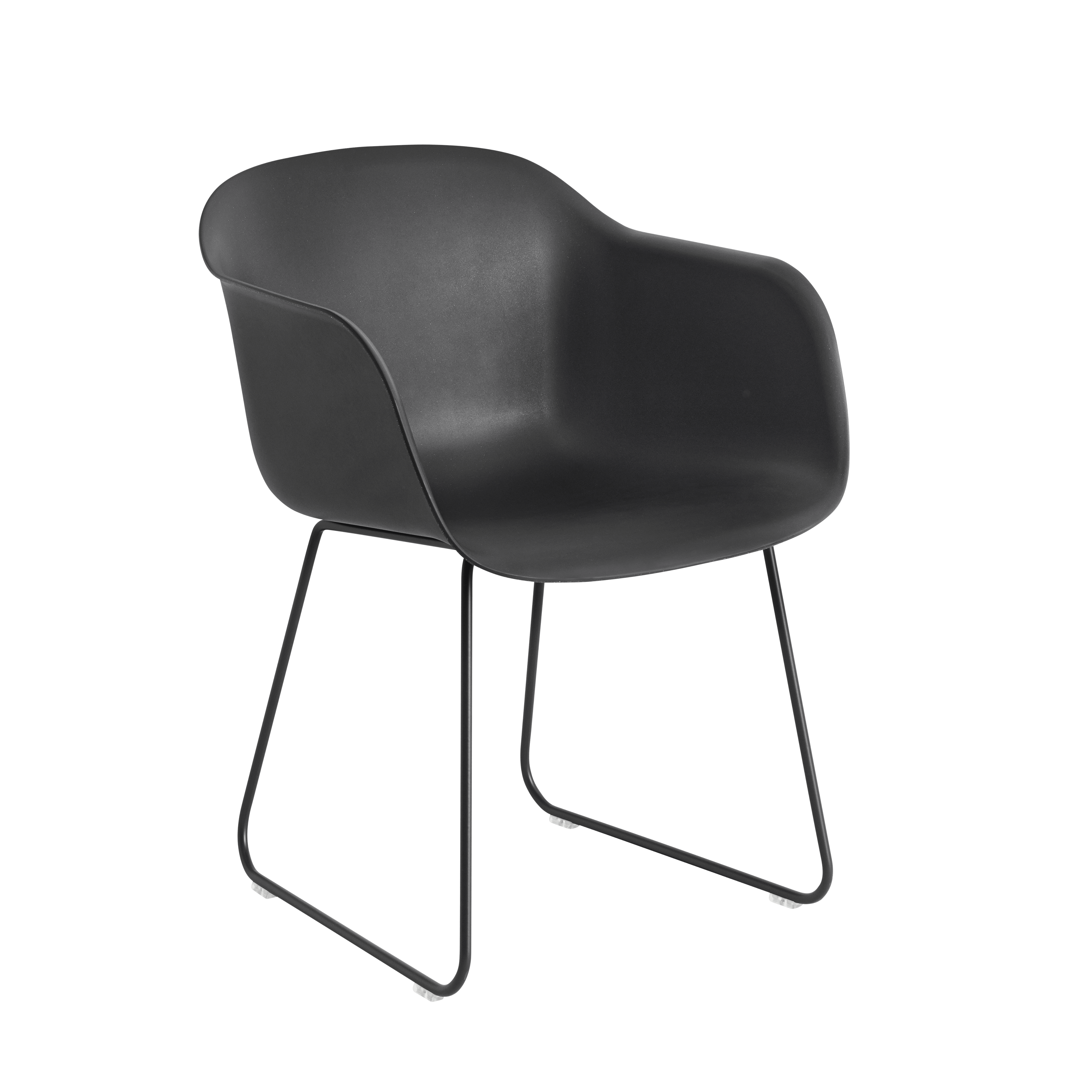 FIBER Armchair in Black with Steel Sled Base